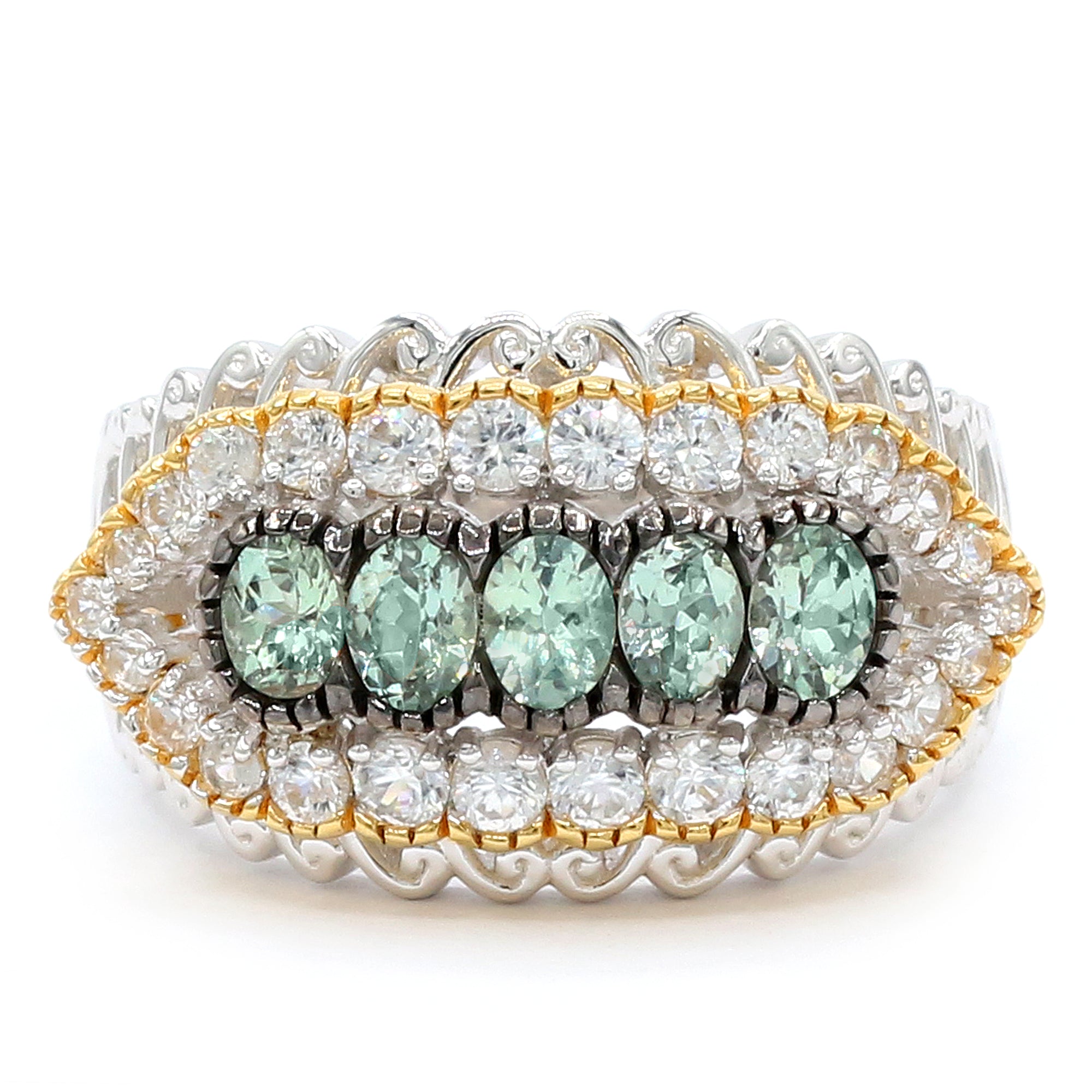 Gems en Vogue 24K Palladium Silver 2.27ctw Alexandrite & White Zircon Five Stone Ring