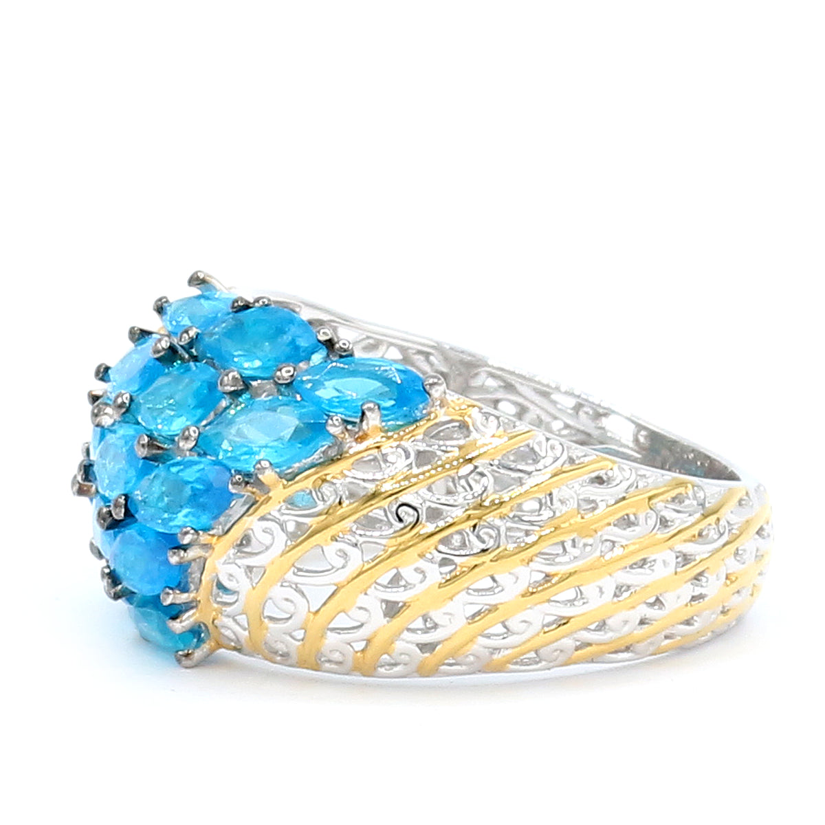 Bague Gems en Vogue Apatite Néon 2,41 carats et Zircon Blanc