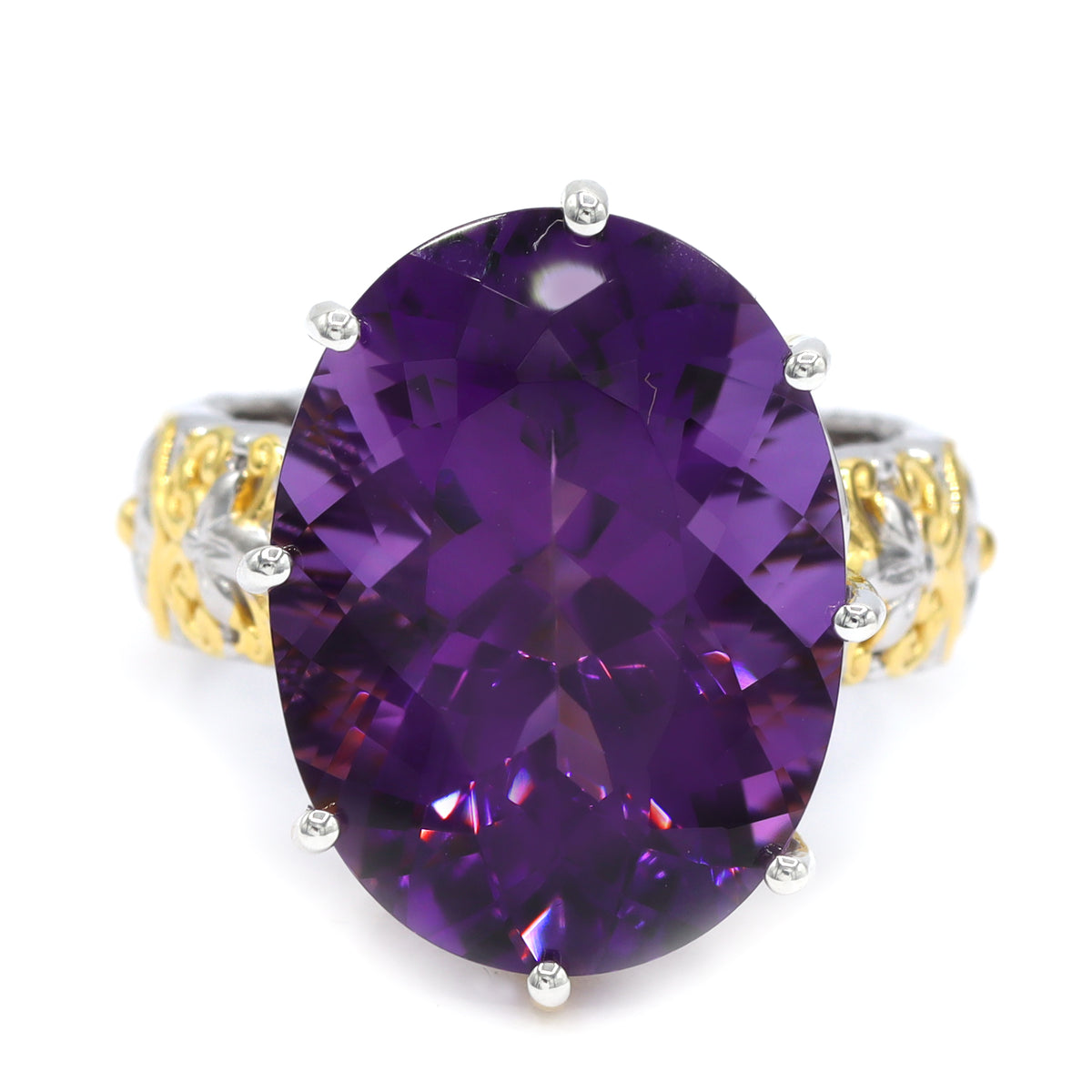 Gems en Vogue One-of-a-Kind 24K Palladium Silver 16.00ctw Namibian Amethyst Ring