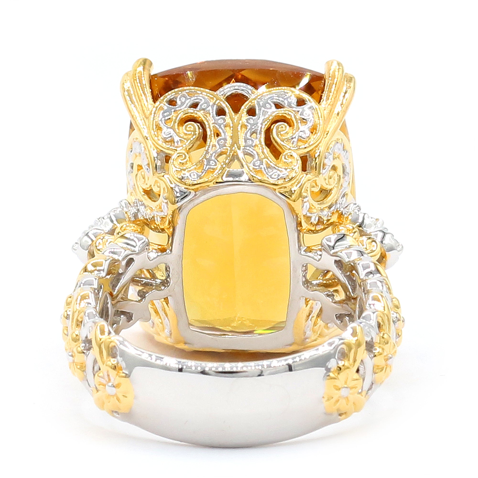 Gems en Vogue 24K Palladium Silver 20.62ctw Citrine & White Zircon Honker Ring