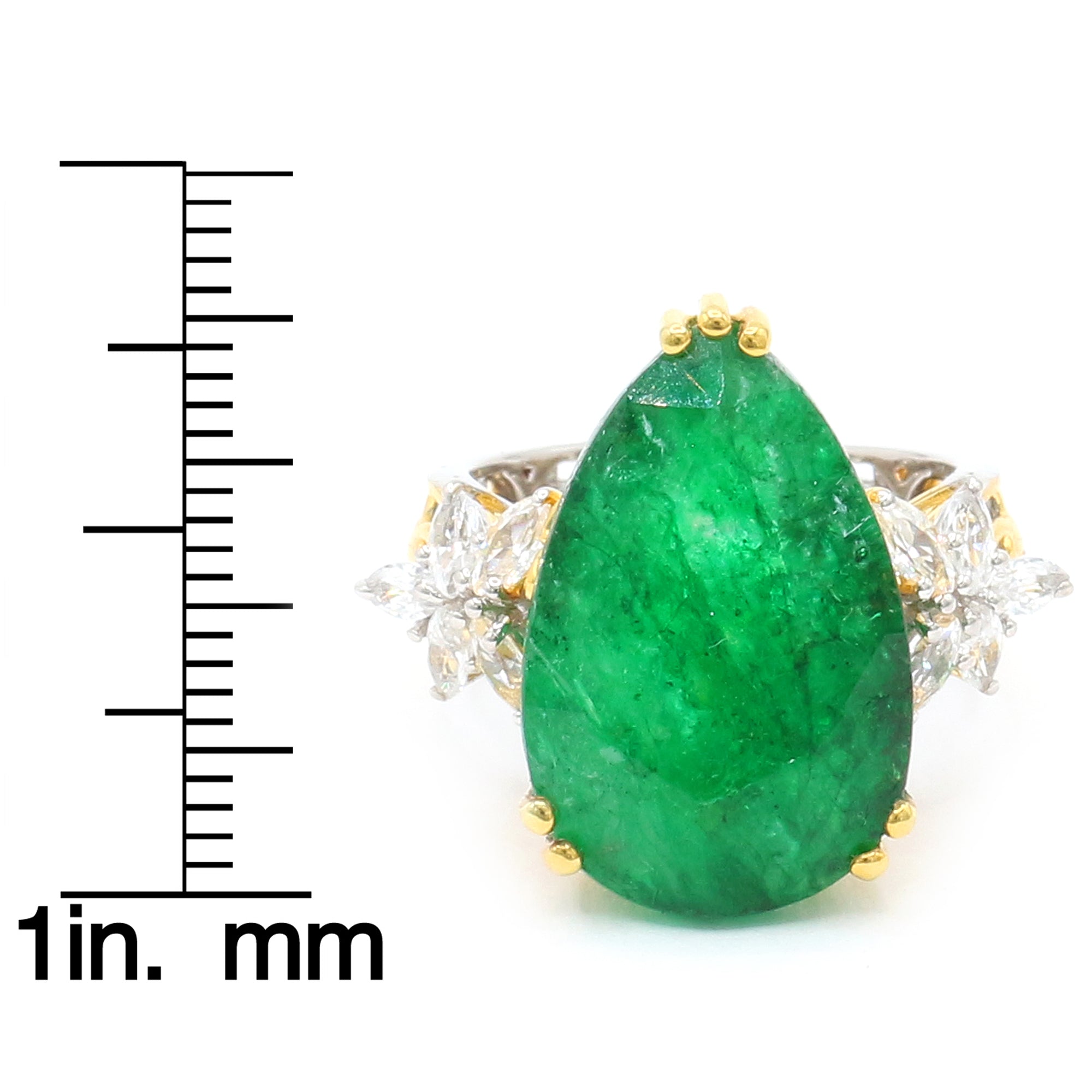 Gems en Vogue 24K Palladium Silver 13.12ctw Zambian Emerald & White Zircon Ring