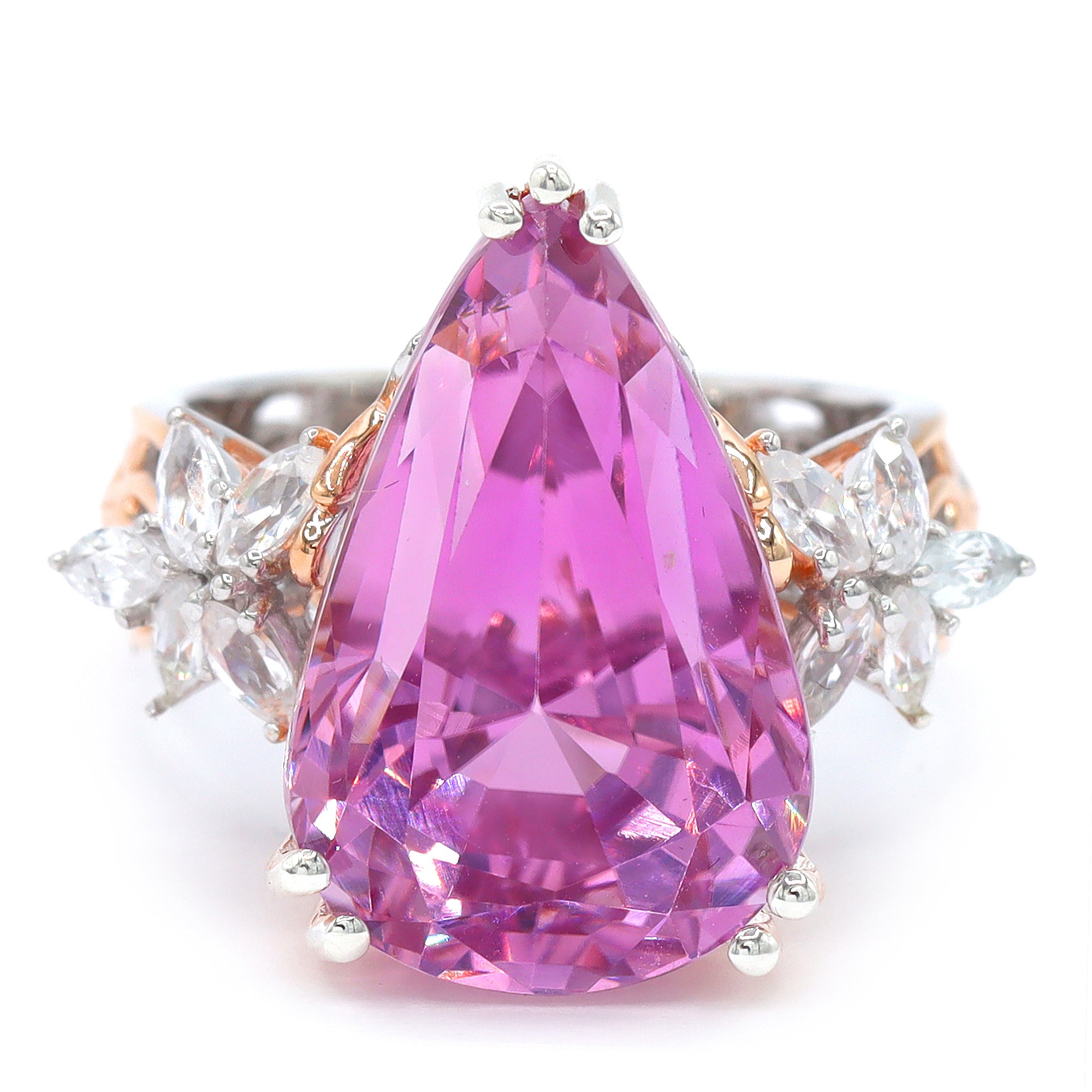 Couture Gems One-of-a-Kind 18K Palladium Silver 21.37ctw Martha Rocha 5A Kunzite & White Zircon Ring