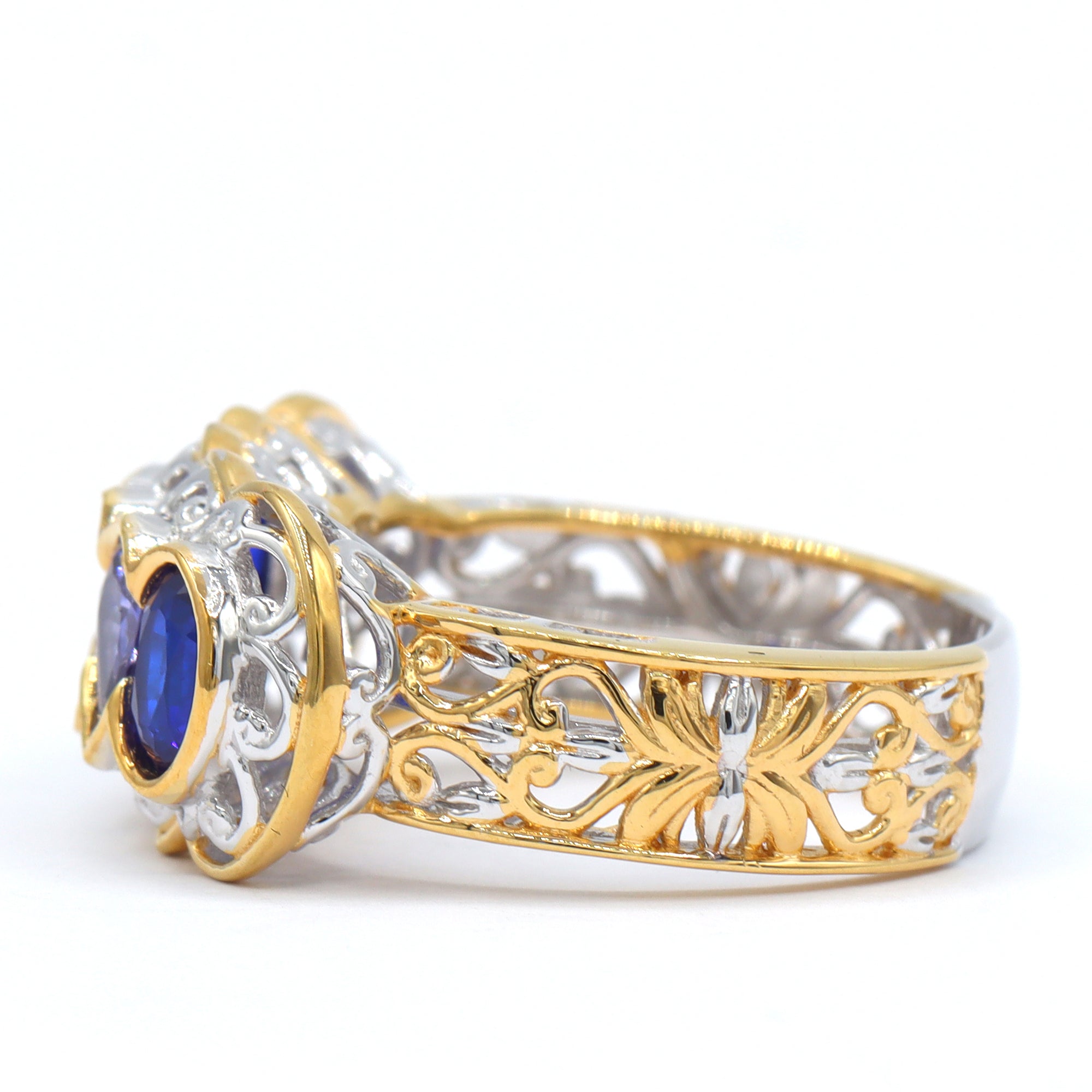Gems en Vogue One-of-a-Kind 24K Palladium Silver 2.40ctw Tanzanite & Cobalt Blue Spinel Five Stone Ring