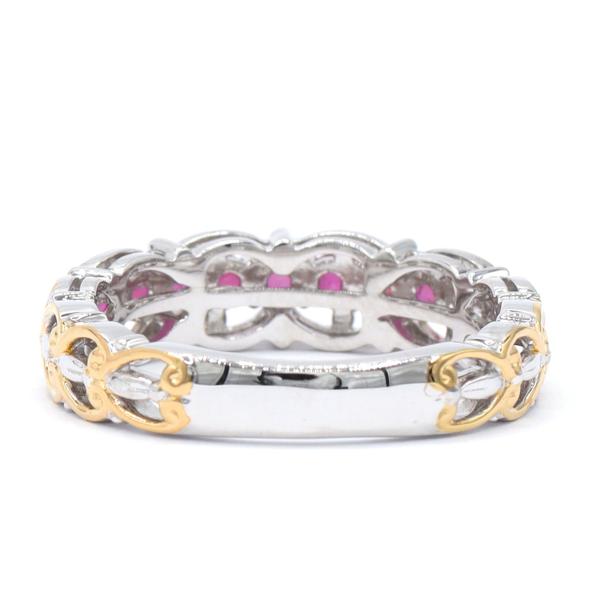 Gems en Vogue 24K Palladium Silver 0.81ctw Ornate Ruby Band Ring