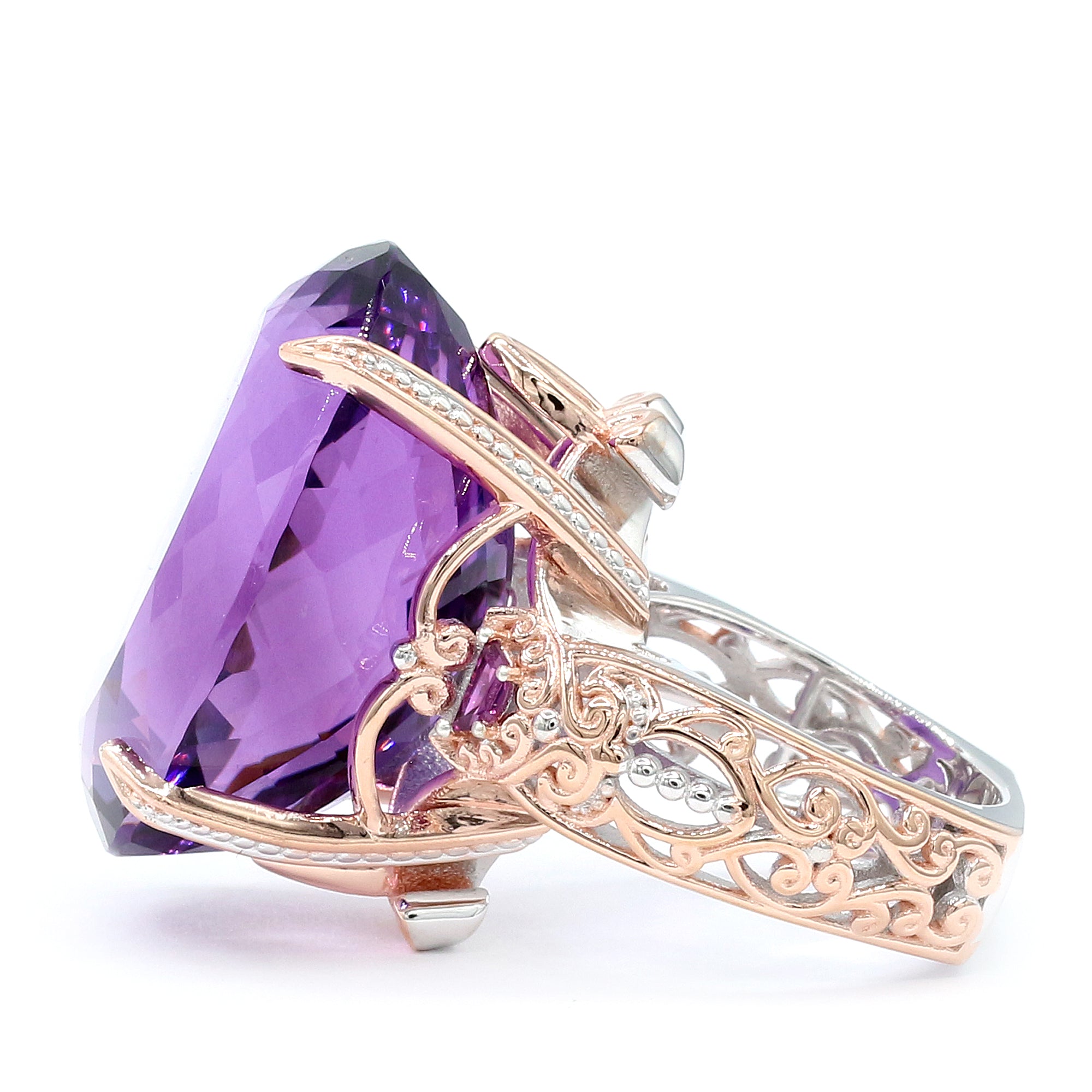 Couture Gems One-of-a-Kind 54.90ctw Tanzanian Amethyst & Rhodolite Honker Ring