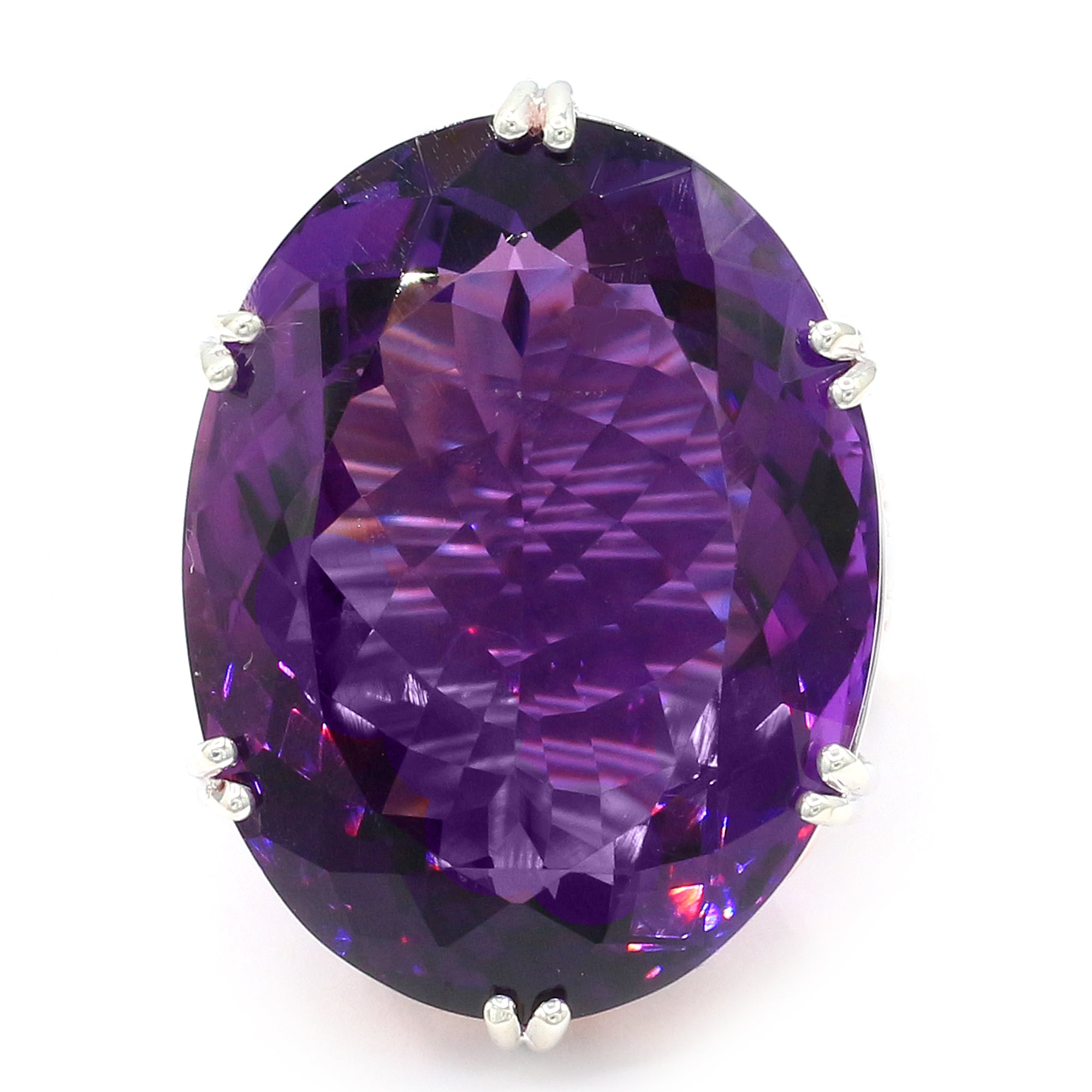 Couture Gems One-of-a-Kind 57.05ctw Tanzanian Amethyst & White Zircon Honker Ring