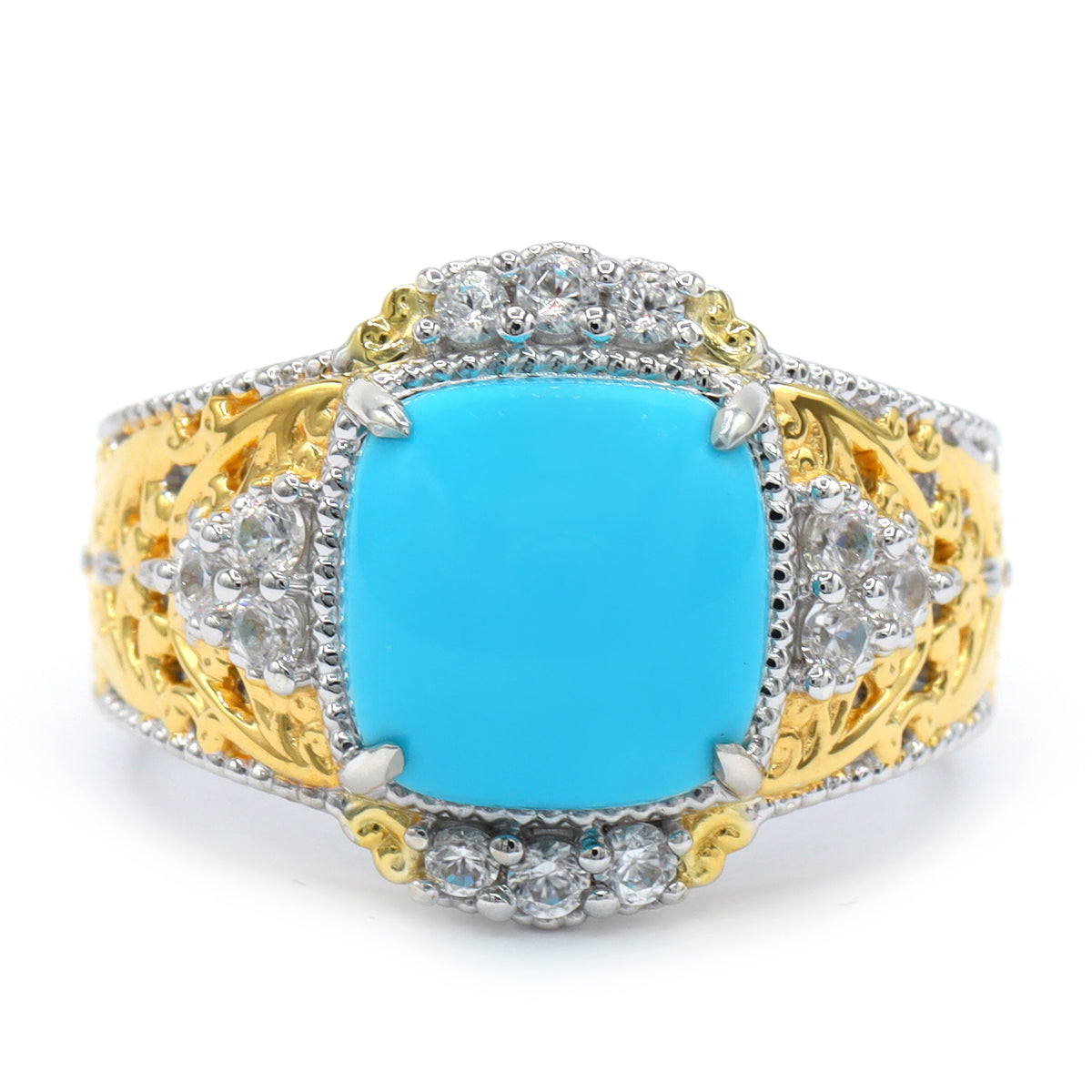 Bague Gems en Vogue en forme de poire avec turquoise Sleeping Beauty et zircon blanc