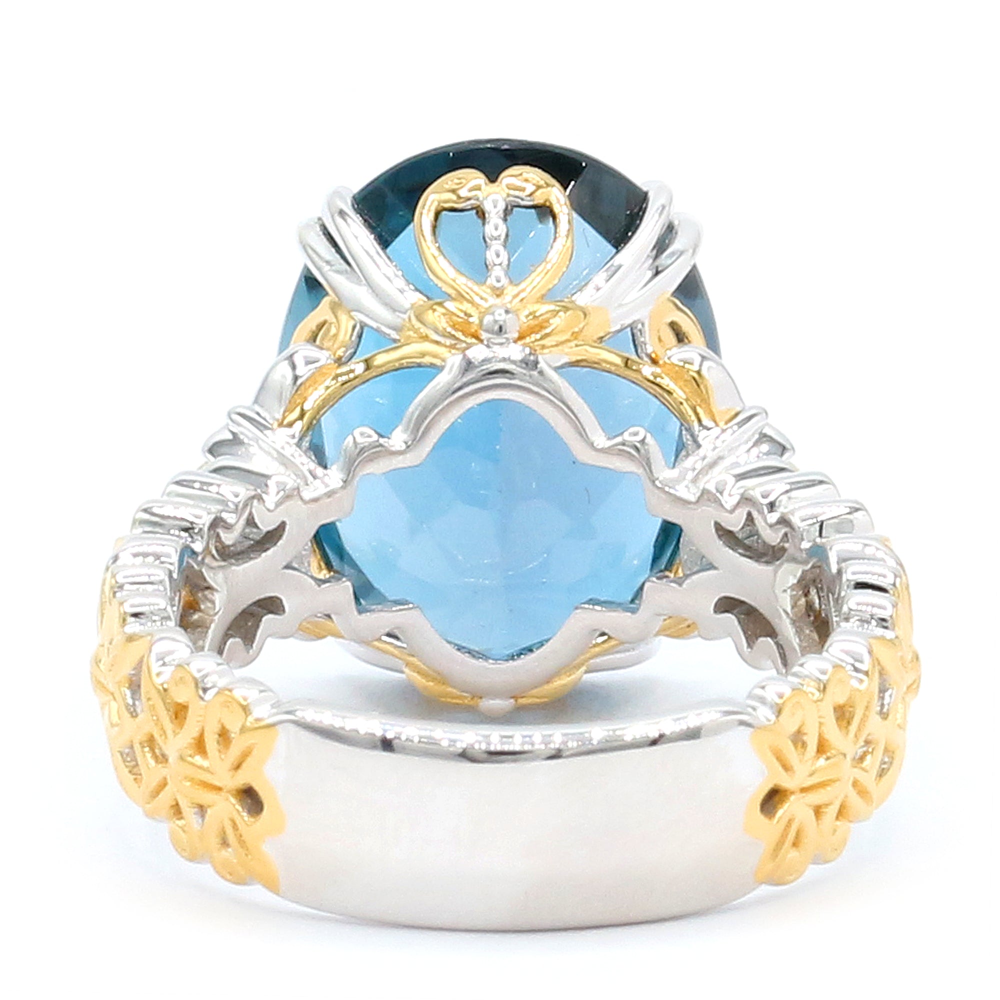 Gems en Vogue 24K Palladium Silver 11.09ctw London Blue Topaz & White Zircon Ring