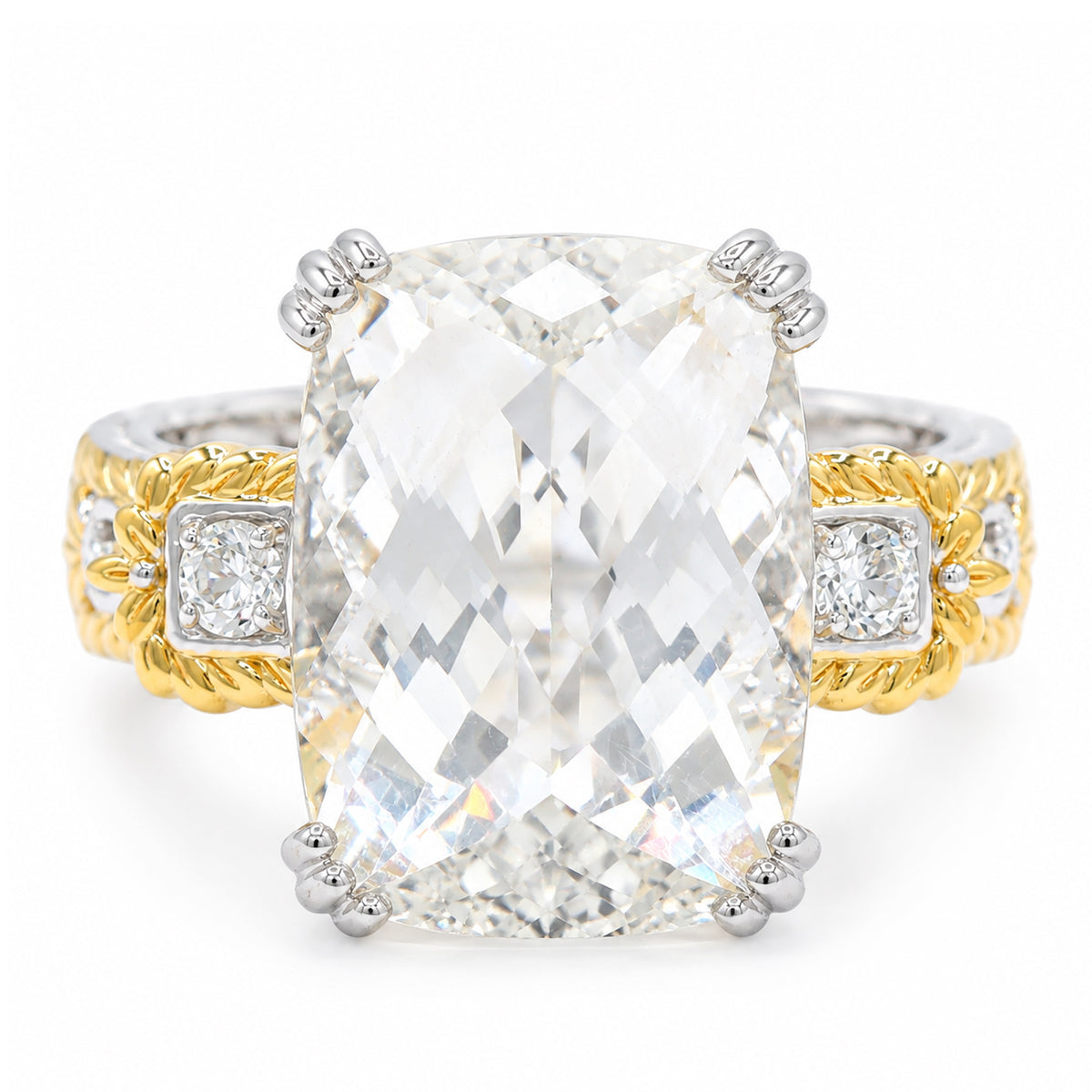 Gems en Vogue 24K Palladium Silver 11.24ctw Clear Quartz & White Zircon Ring