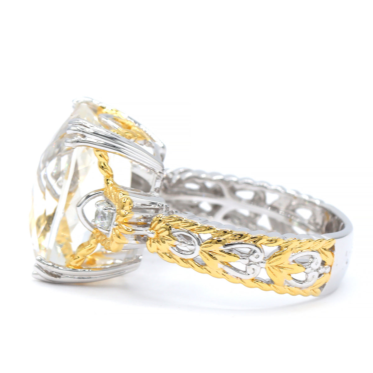 Gems en Vogue 24K Palladium Silver 11.24ctw Clear Quartz & White Zircon Ring
