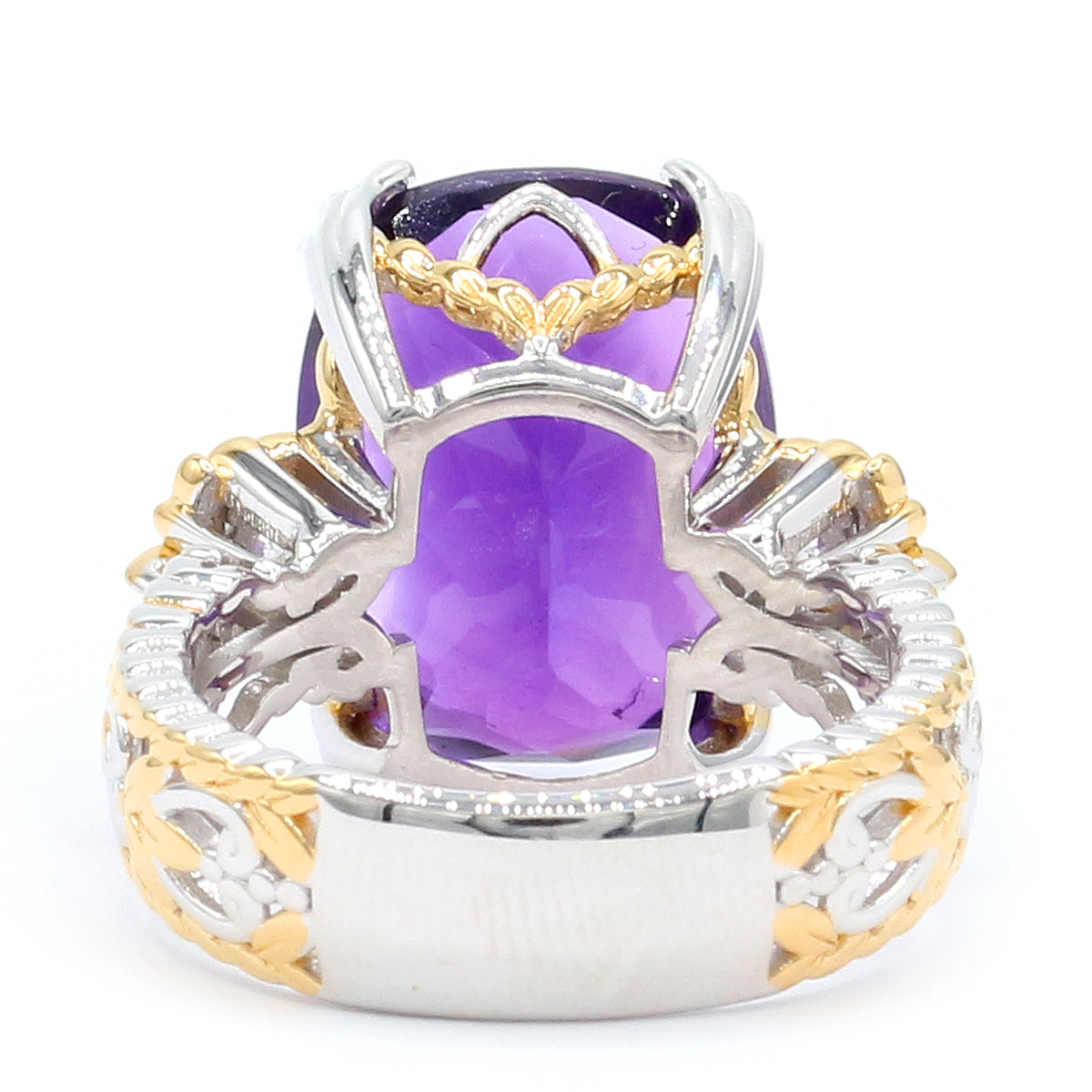 Gems en Vogue 24K Palladium Silver 10.90ctw Tanzanian Amethyst & White Zircon Ring