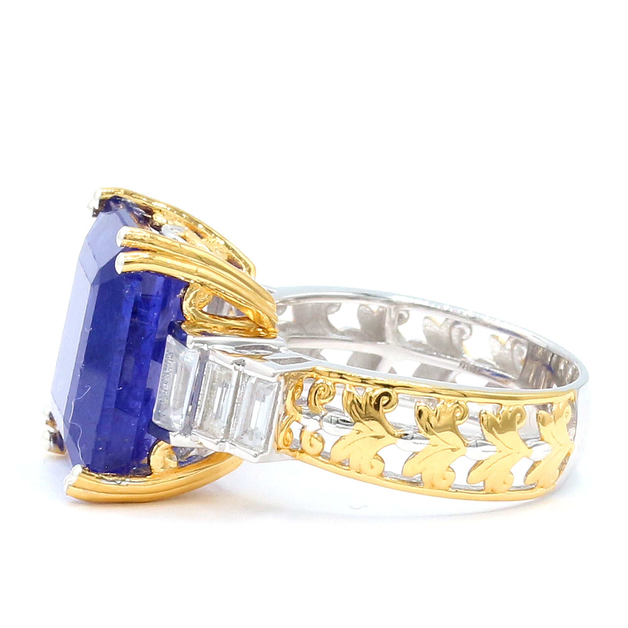 Couture Gems One-of-a-Kind 12.90ctw Tanzanite & White Zircon Honker Ring