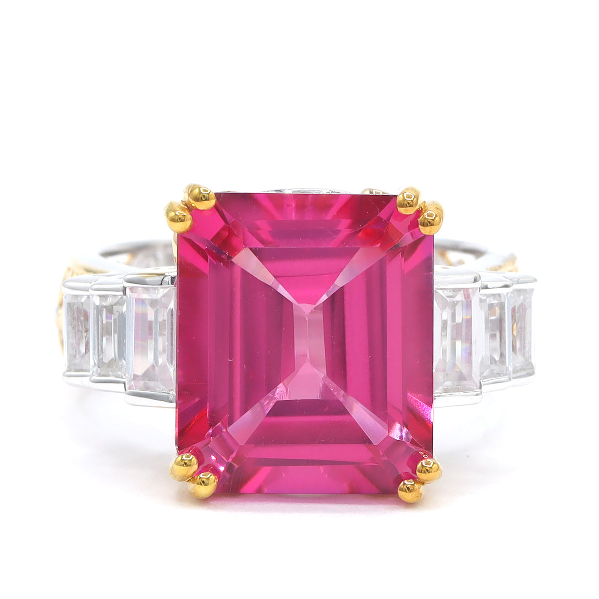 Gems en Vogue One-of-a-Kind 24K Palladium Silver 13.32ctw Pink Topaz & White Zircon Ring