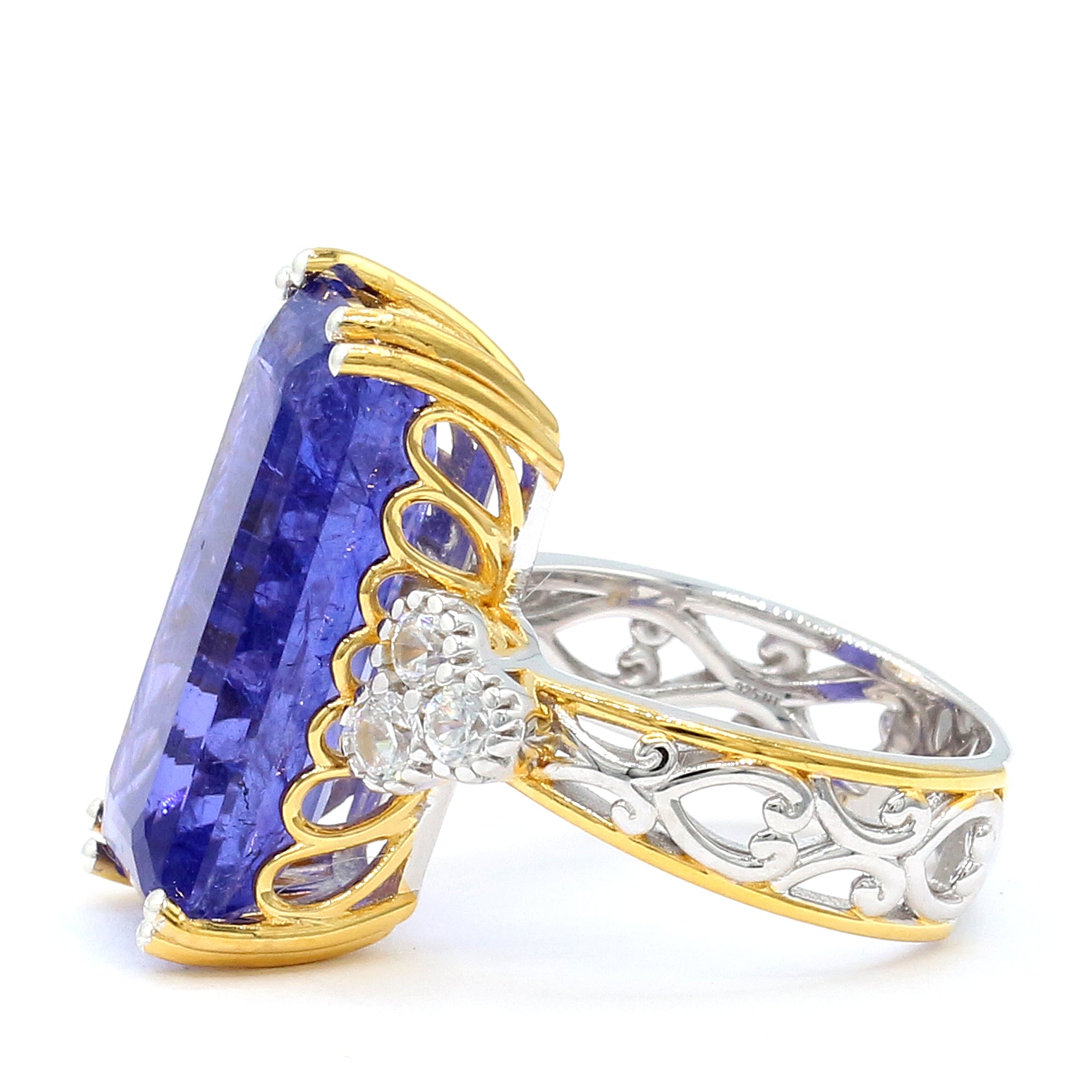Couture Gems One-of-a-Kind 17.52ctw Tanzanite & White Zircon Honker Ring
