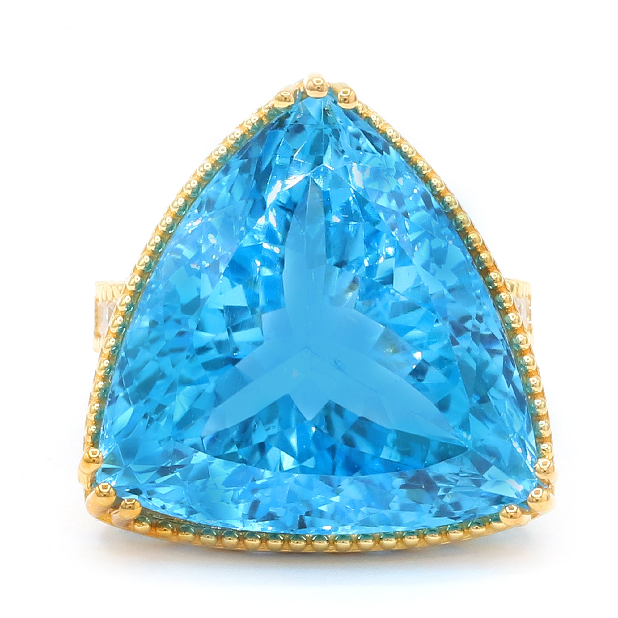 Couture Gems One-of-a-Kind 24K Palladium Silver 61.06ctw Swiss Blue Topaz & White Zircon Honker Ring