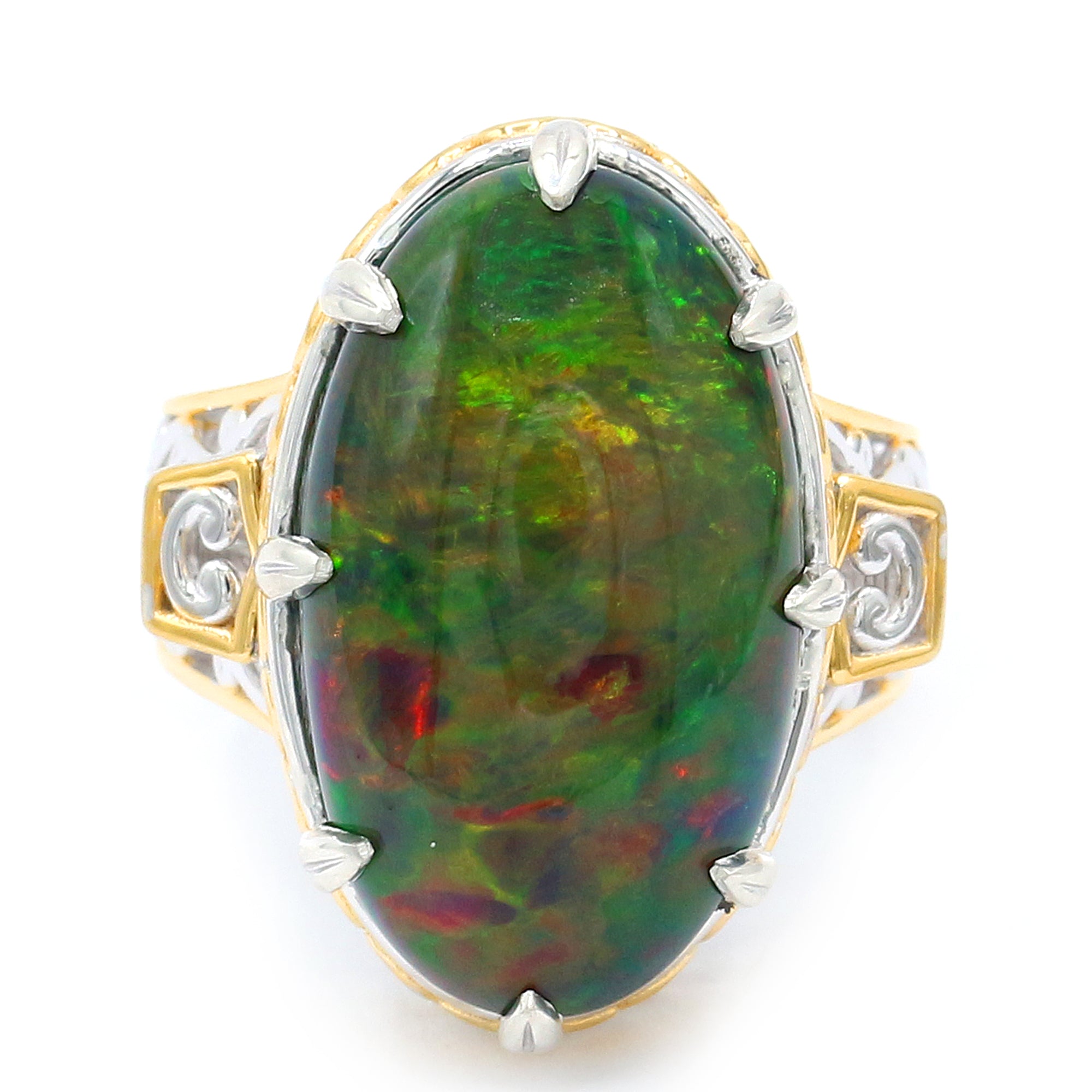 Couture Gems One-of-a-Kind 24K Palladium Silver 13.58ctw Black Ethiopian Opal Ring