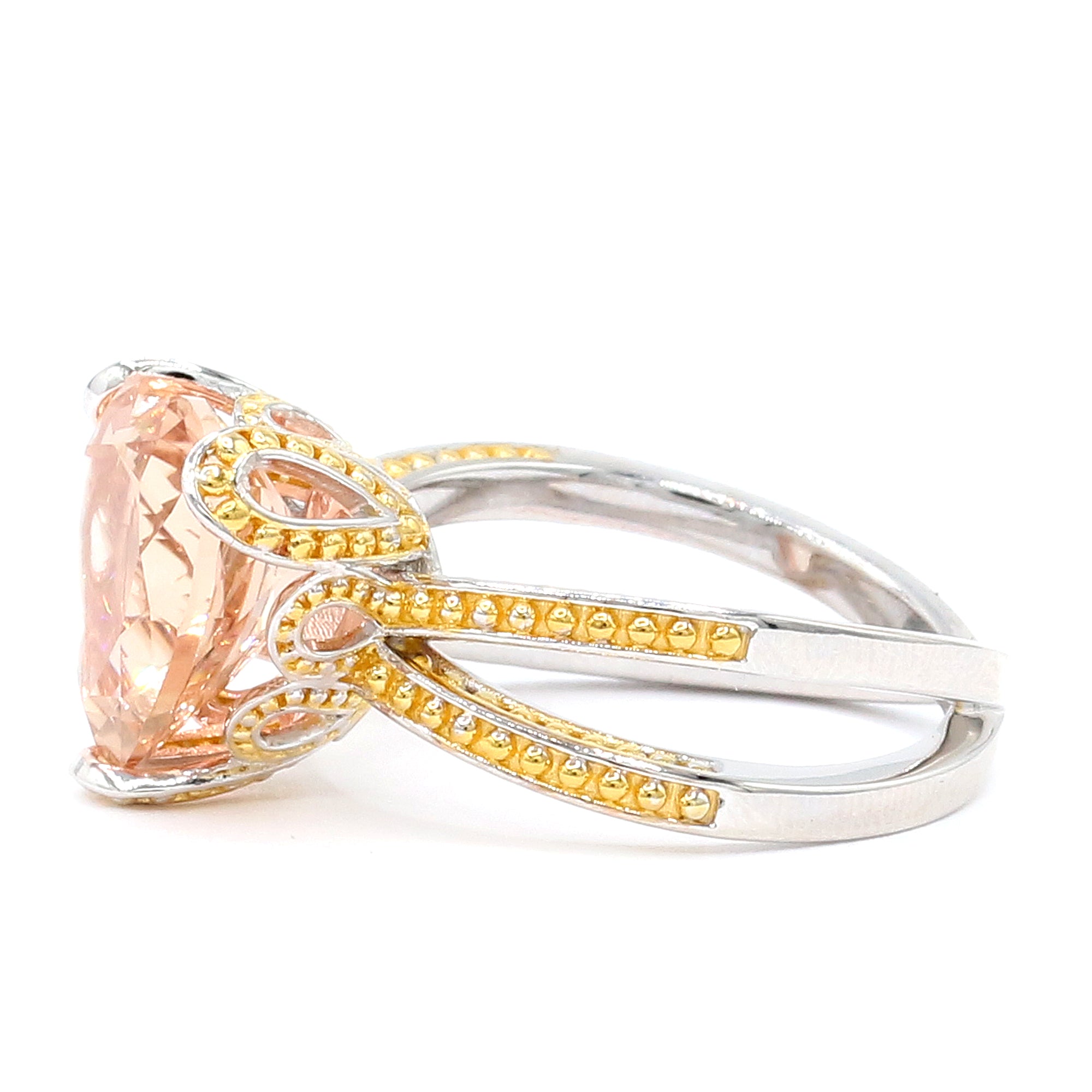Limited Edition Gems en Vogue One-of-a-Kind 5.32ctw Heart Shape Peach Morganite Ring