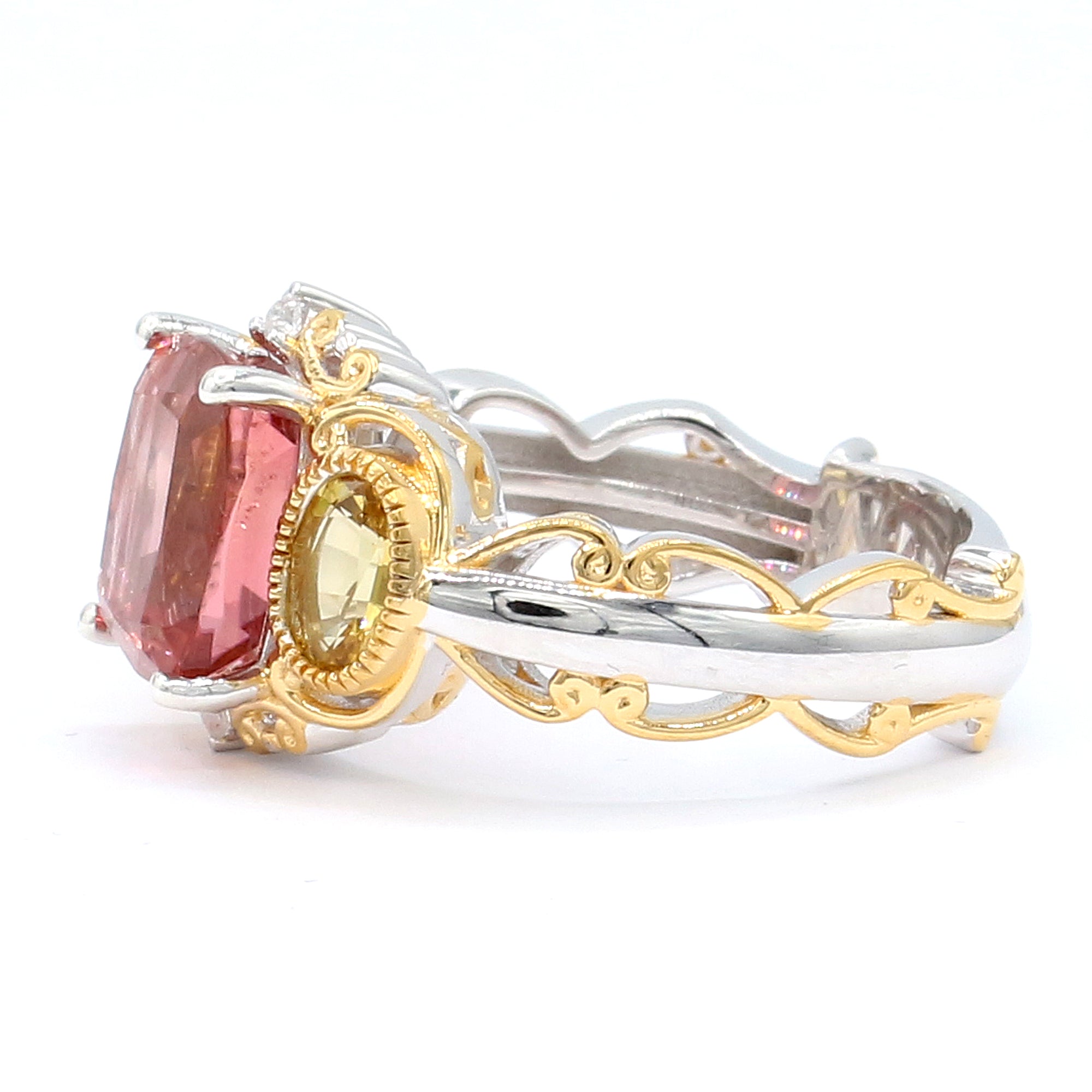 Couture Gems One-of-a-Kind 5.05ctw Sunset & Yellow Tourmaline & White Zircon Ring