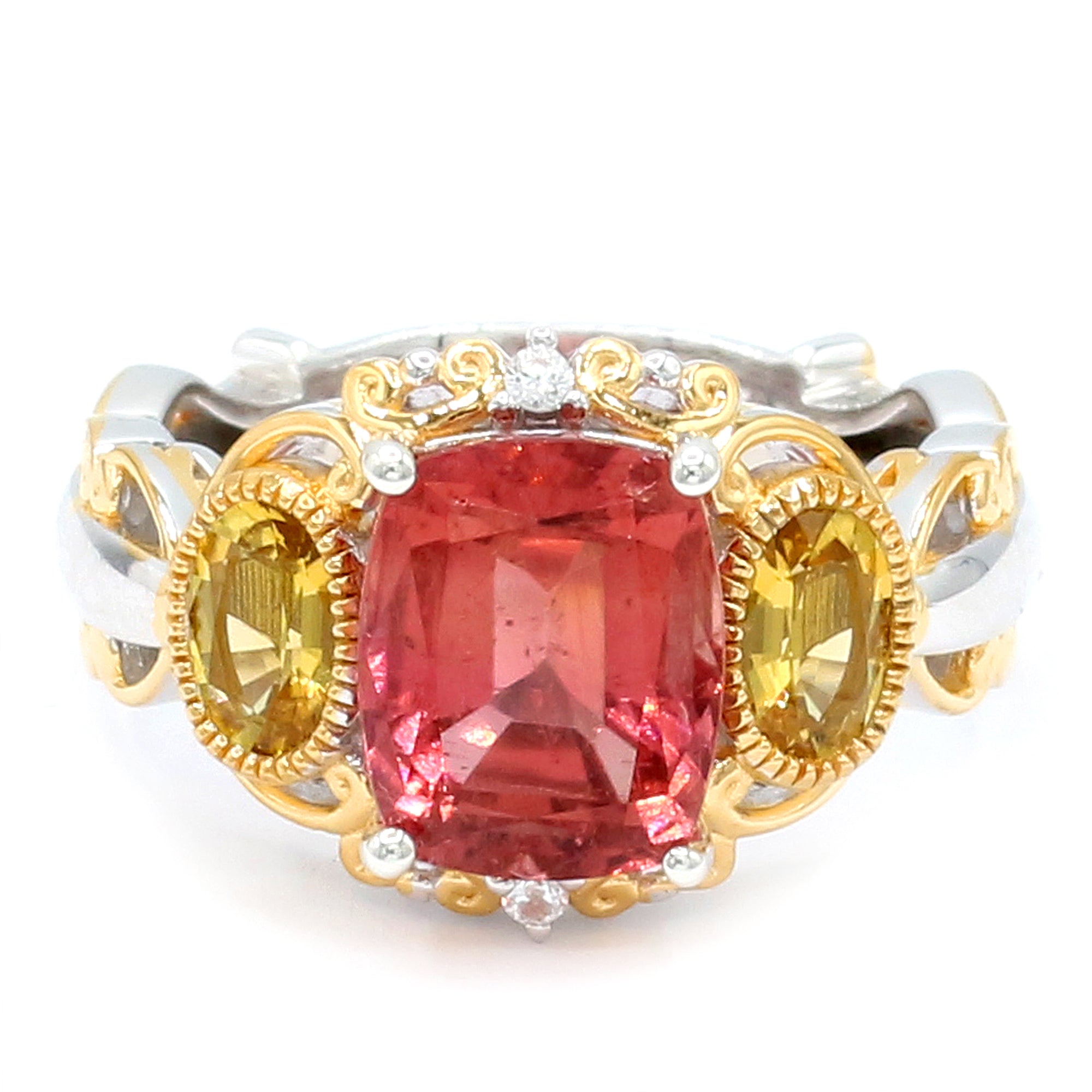 Couture Gems One-of-a-Kind 5.05ctw Sunset & Yellow Tourmaline & White Zircon Ring
