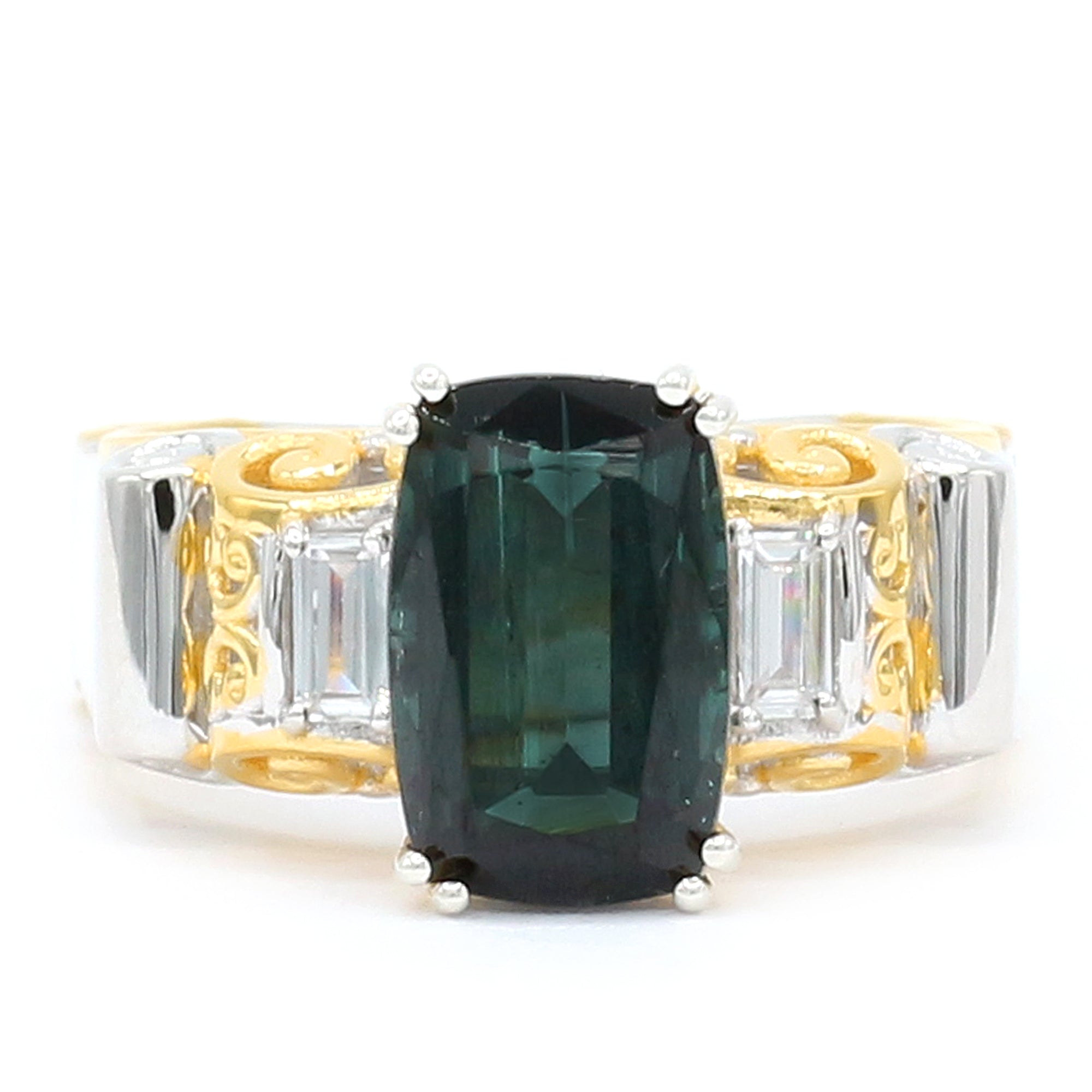 Couture Gems One-of-a-Kind 24K Palladium Silver 3.83ctw Indicolite Tourmaline & White Zircon Ring
