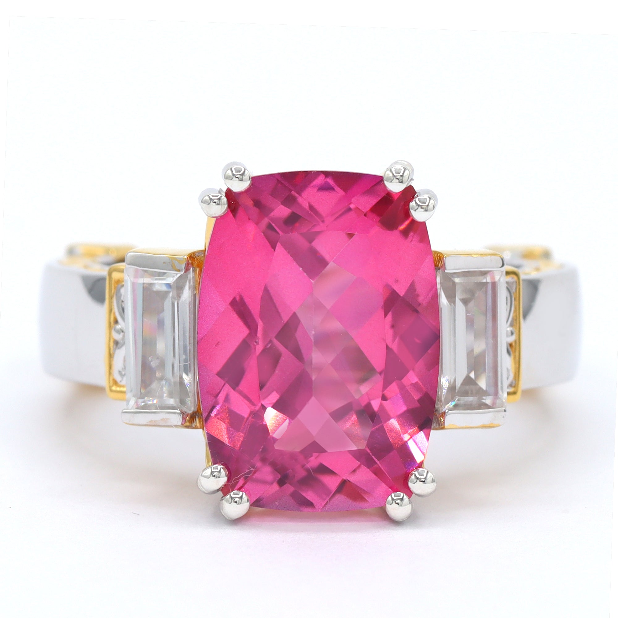 Gems en Vogue One-of-a-Kind 24K Palladium Silver 9.29ctw Pink Topaz & White Zircon Ring