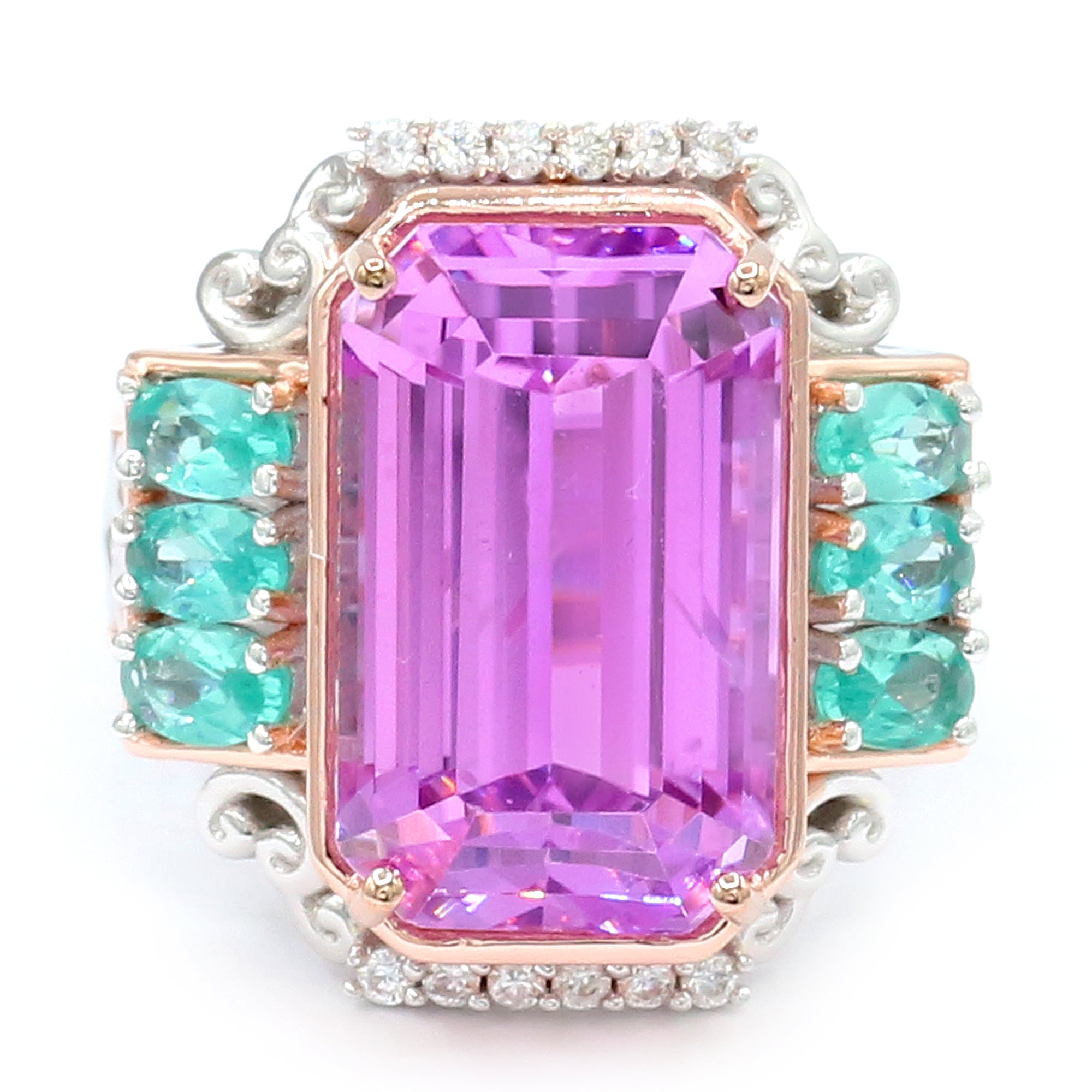 Couture Gems One-of-a-Kind 18K Palladium Silver 20.01ctw Martha Rocha 5A Kunzite & Dauphin Apatite Ring