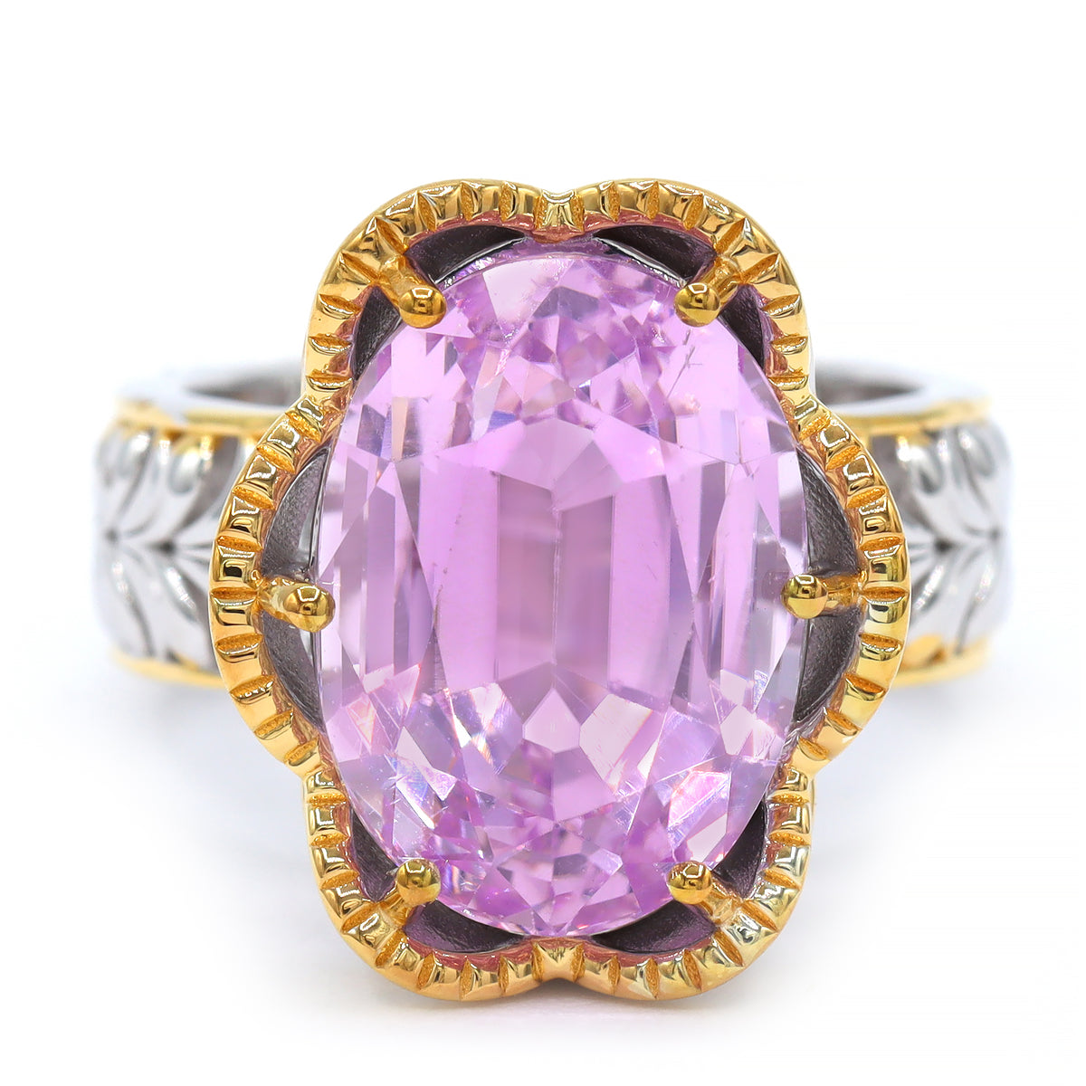 Gems en Vogue One-of-a-Kind 24K Palladium Silver 12.18ctw Pink Kunzite Ring