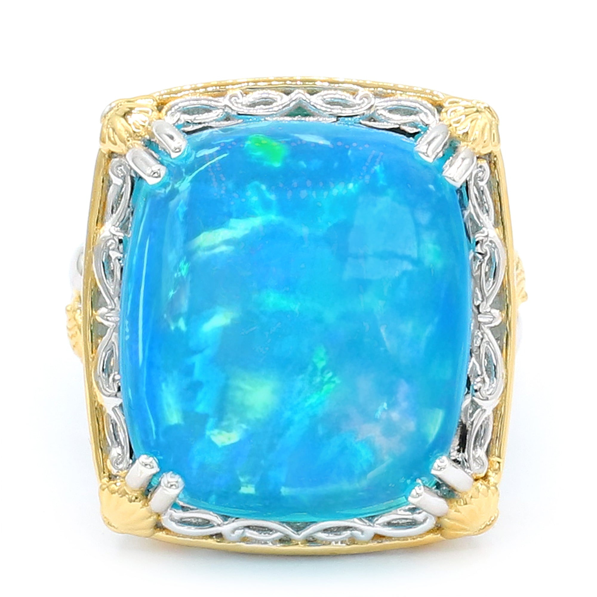 Couture Gems One-of-a-Kind 24K Palladium Silver 14.67ctw Paraiba Opal Sealife Ring
