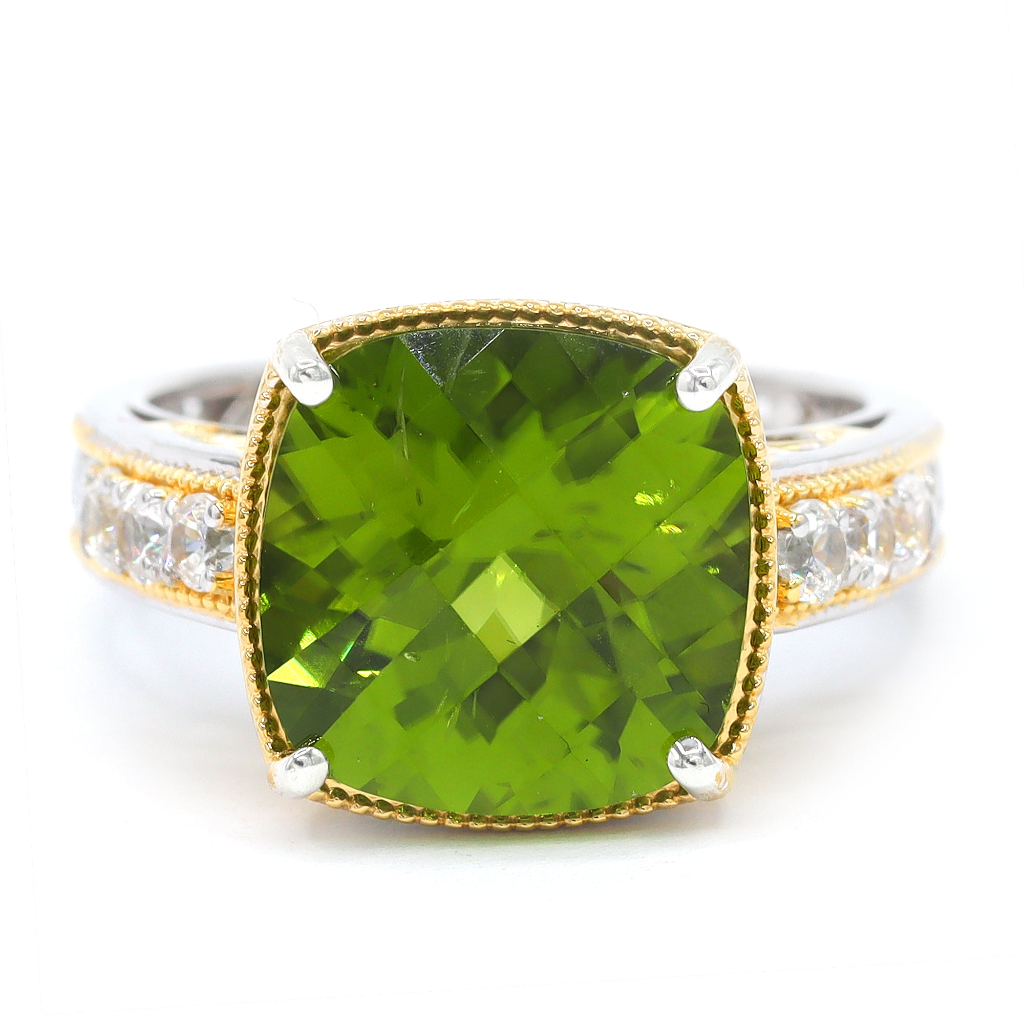 Gems en Vogue One-of-a-Kind 24K Palladium Silver 8.00ctw Peridot & White Zircon Ring