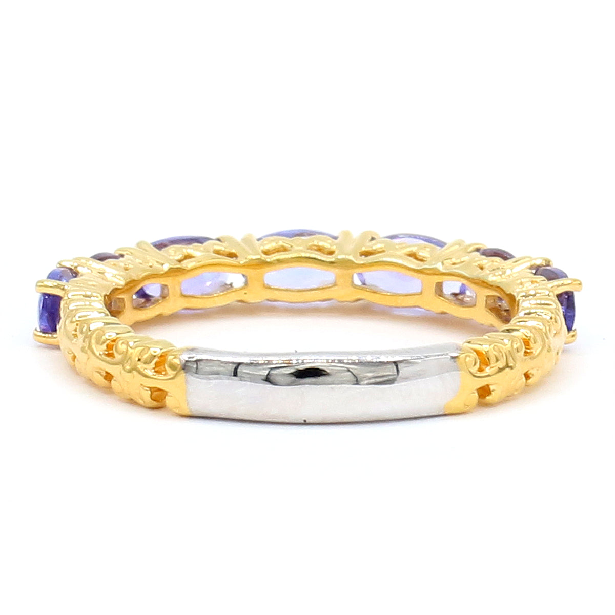Gems en Vogue 24K Palladium Silver 1.51ctw Tanzanite Half Eternity Band Ring