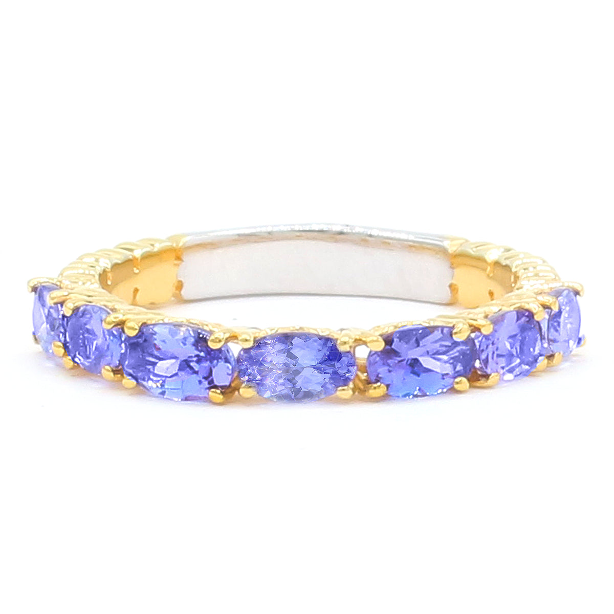 Gems en Vogue 24K Palladium Silver 1.51ctw Tanzanite Half Eternity Band Ring