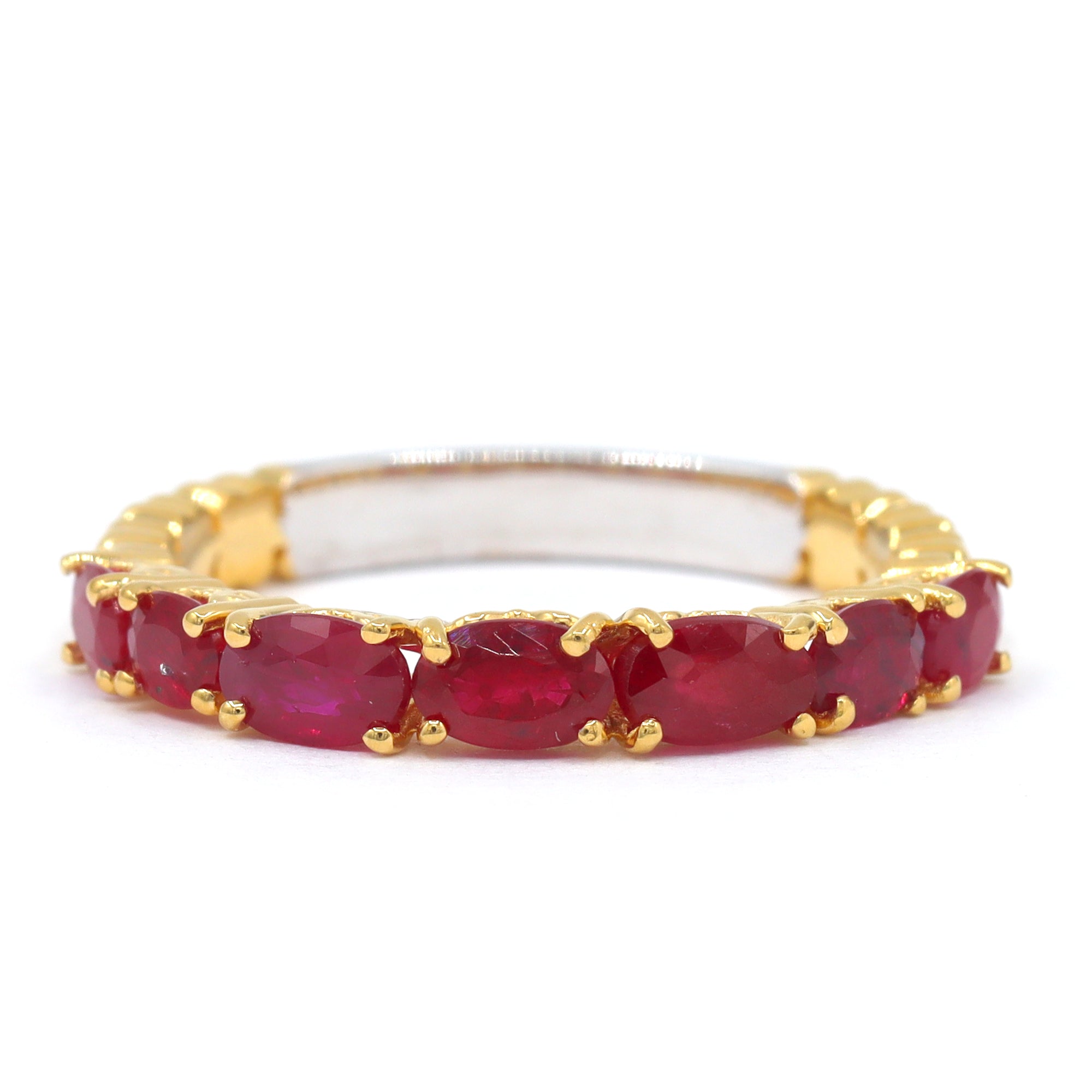 Gems en Vogue 24K Palladium Silver 1.96ctw Ruby Half Eternity Band Ring