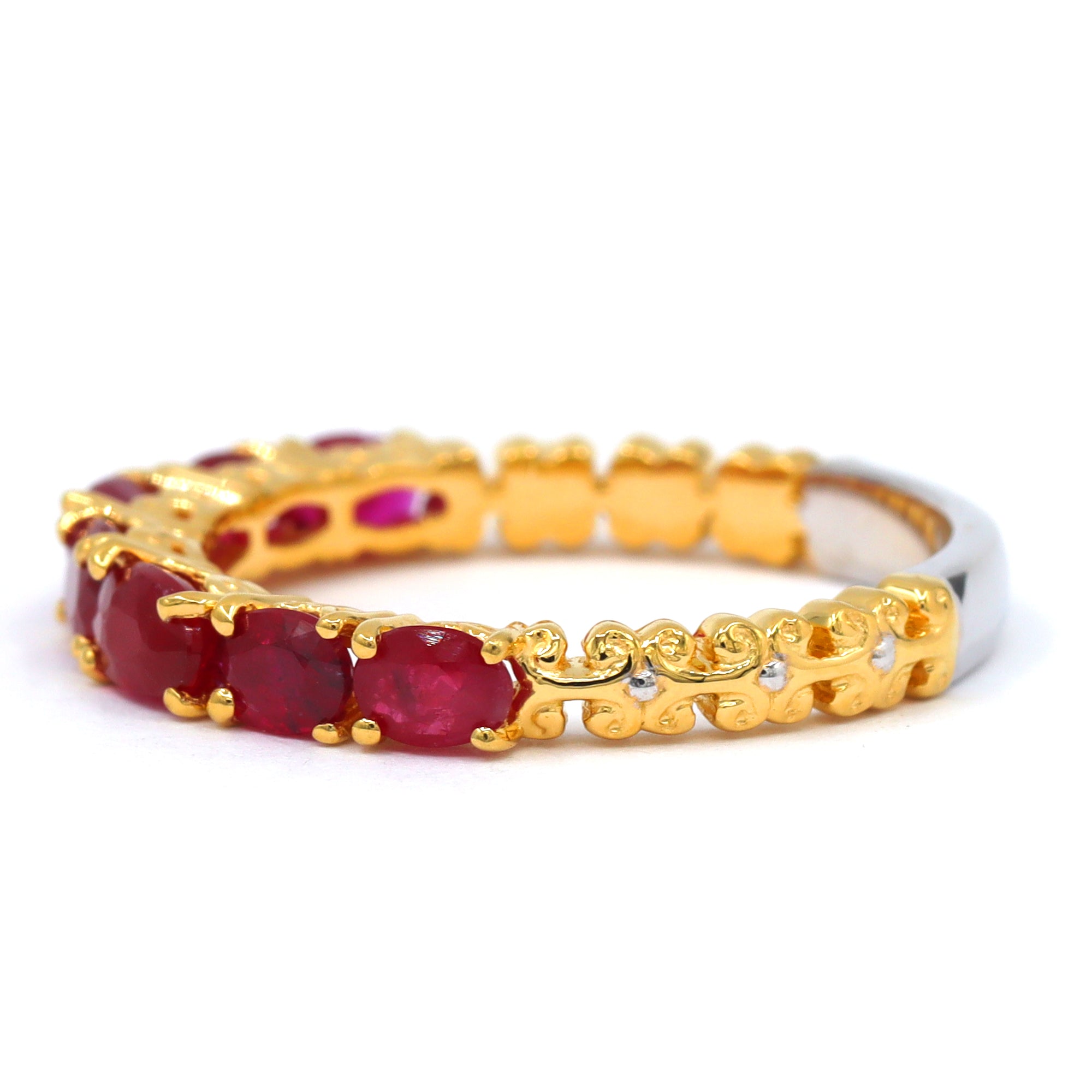 Gems en Vogue 24K Palladium Silver 1.96ctw Ruby Half Eternity Band Ring