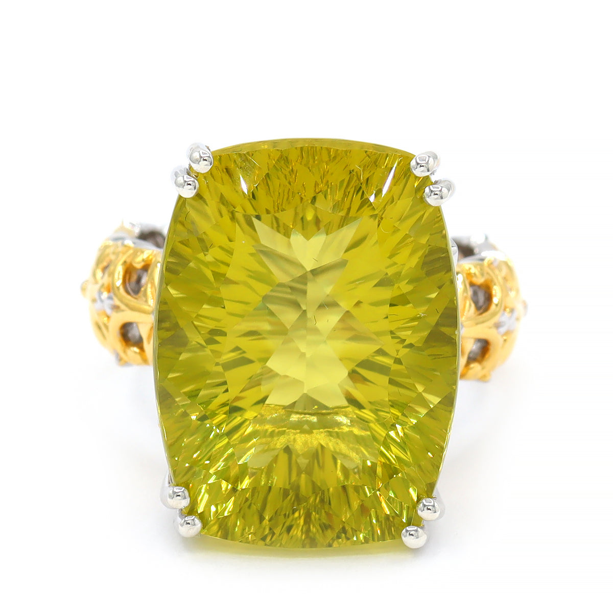 Gems en Vogue One-of-a-Kind 24K Palladium Silver 18.57ctw Special Cut Ouro Verde Ring