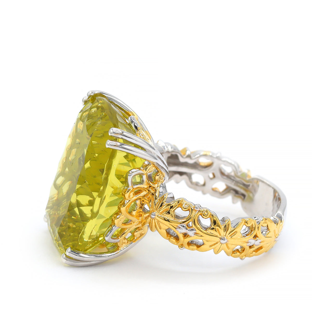 Gems en Vogue One-of-a-Kind 24K Palladium Silver 18.57ctw Special Cut Ouro Verde Ring