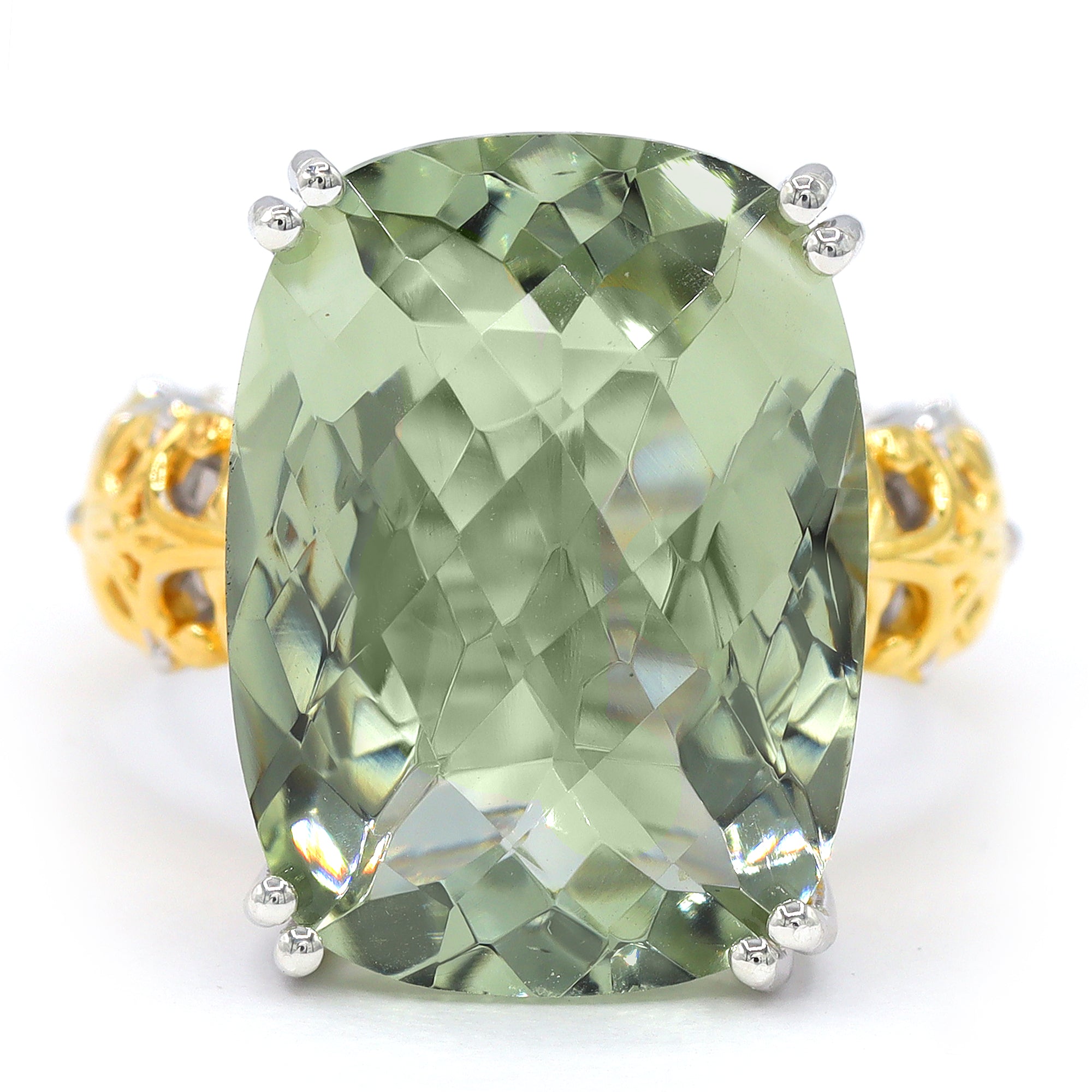 Gems en Vogue 24K Palladium Silver 18.90ctw Prasiolite Honker Ring