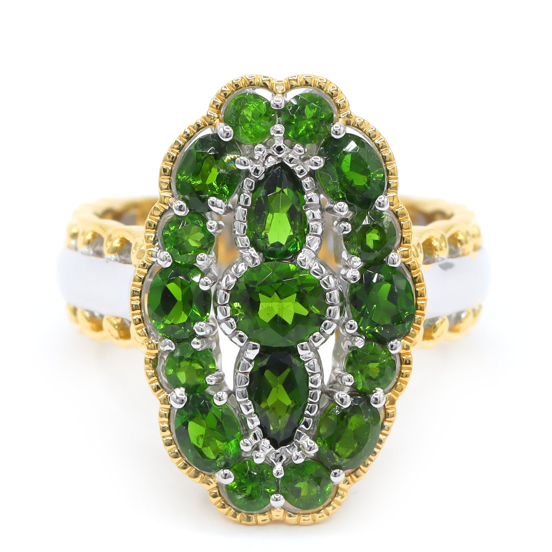Gems en Vogue 24K Palladium Silver 3.44ctw Chrome Diopside Ring