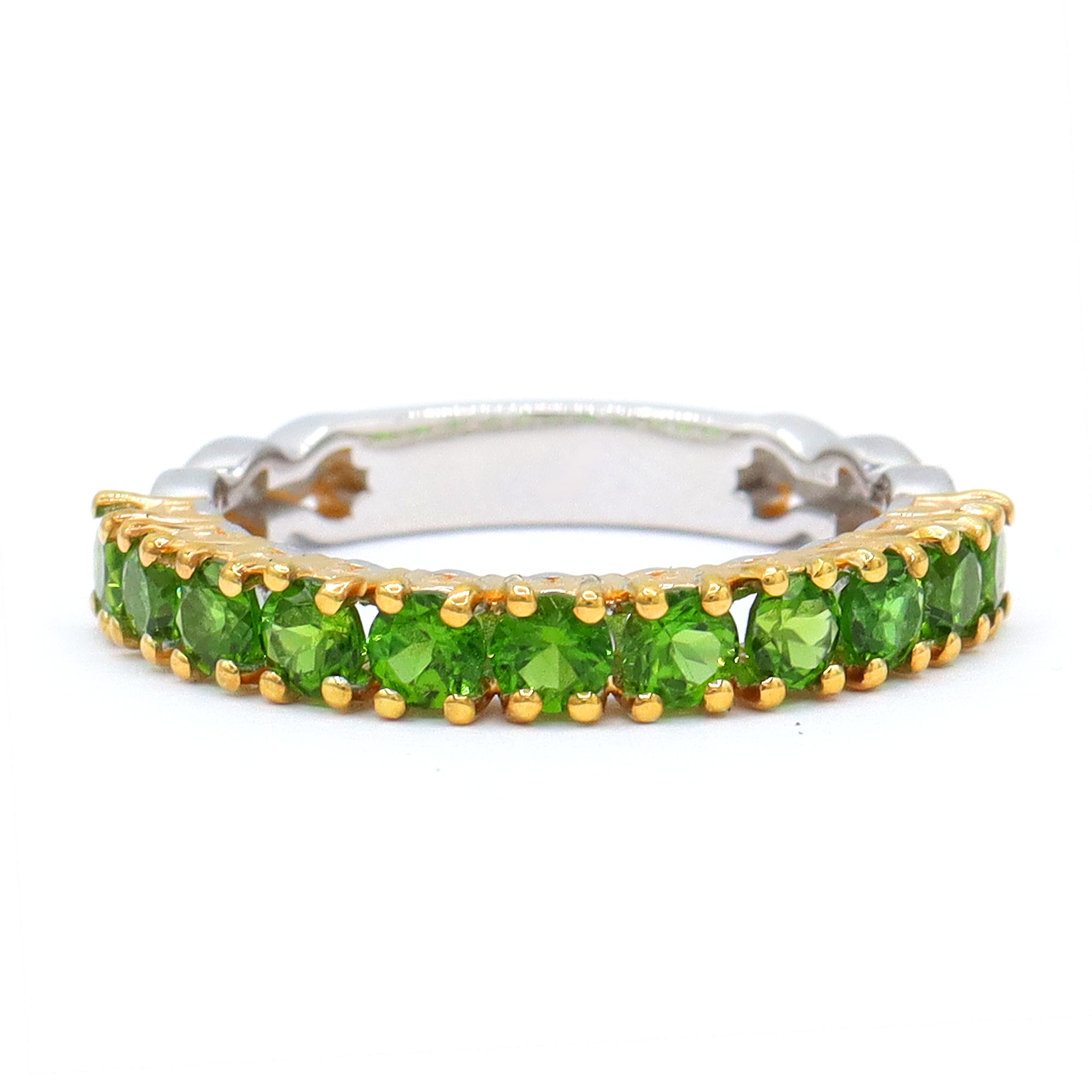 Gems en Vogue 24K Palladium Silver 1.32ctw Chrome Diopside Half Eternity Band Ring