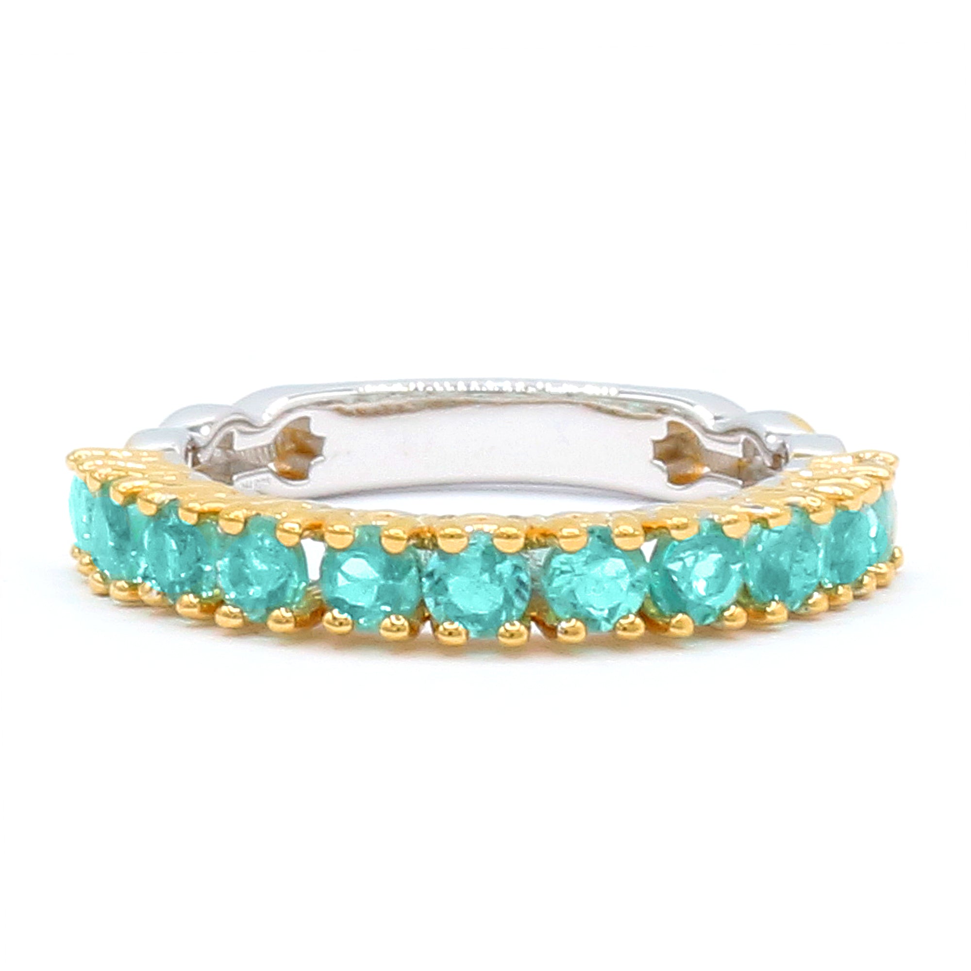 Gems en Vogue 24K Palladium Silver 1.46ctw Dauphin Apatite Half Eternity Band Ring