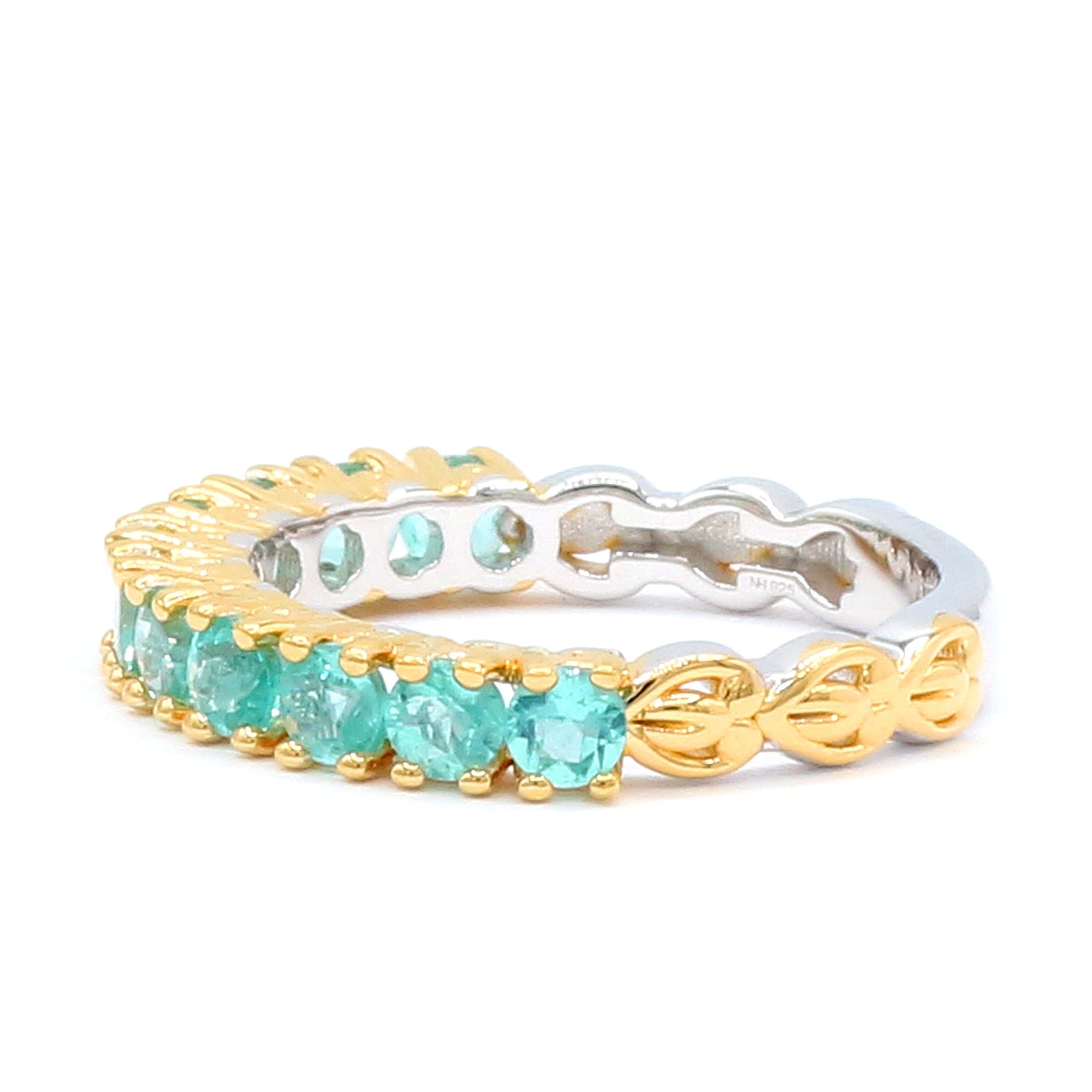 Gems en Vogue 24K Palladium Silver 1.46ctw Dauphin Apatite Half Eternity Band Ring