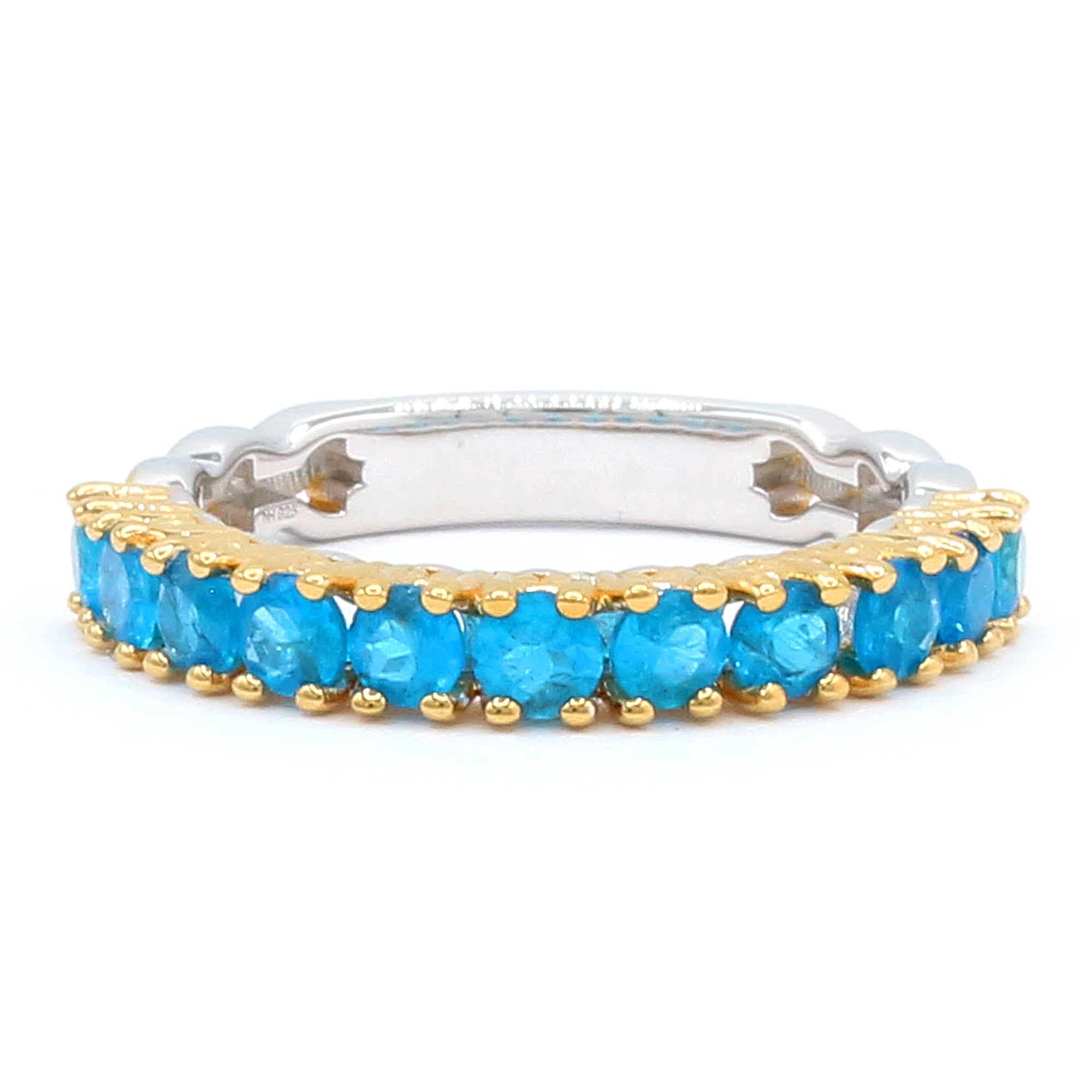 Gems en Vogue 24K Palladium Silver 1.24ctw Neon Apatite Half Eternity Band Ring