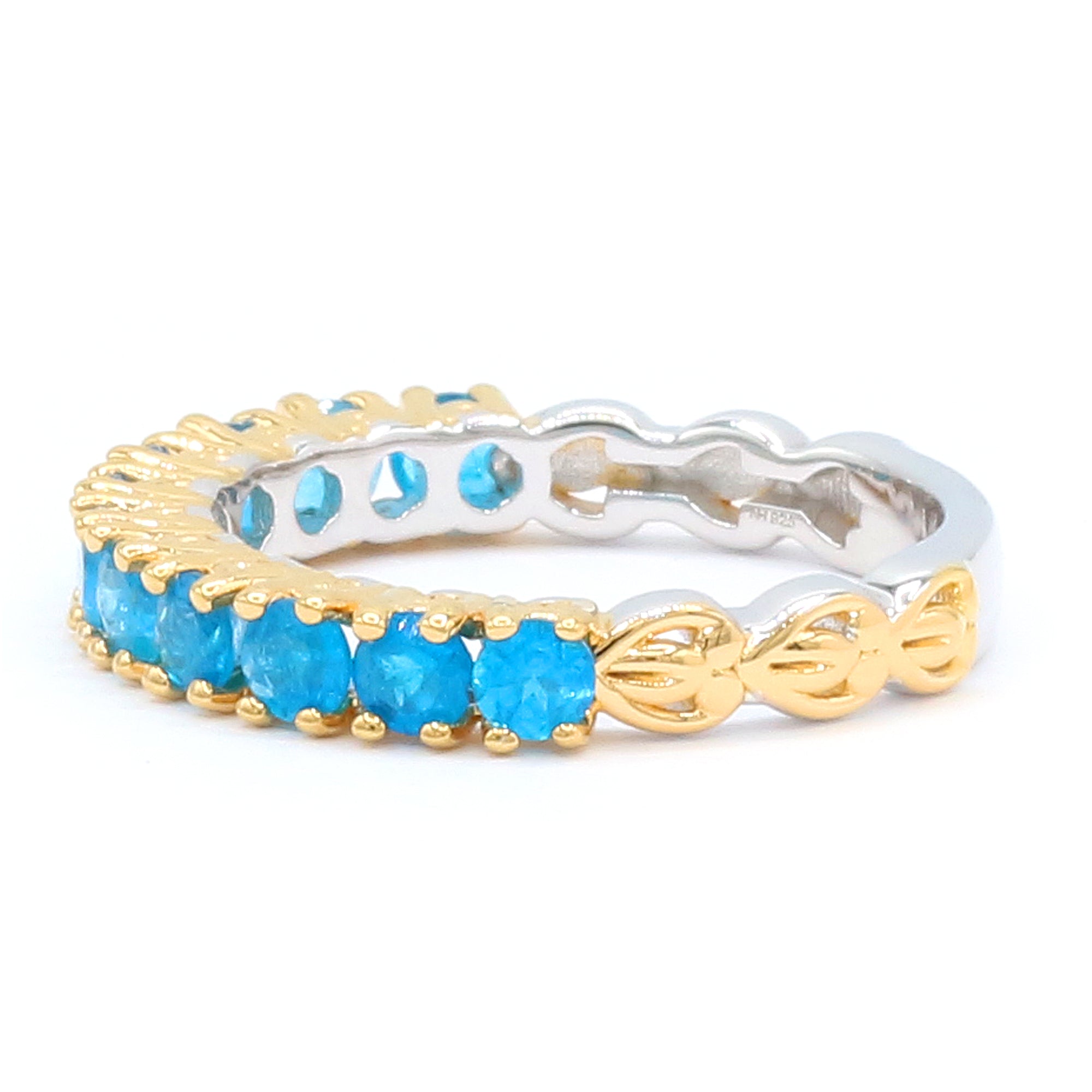 Gems en Vogue 24K Palladium Silver 1.24ctw Neon Apatite Half Eternity Band Ring