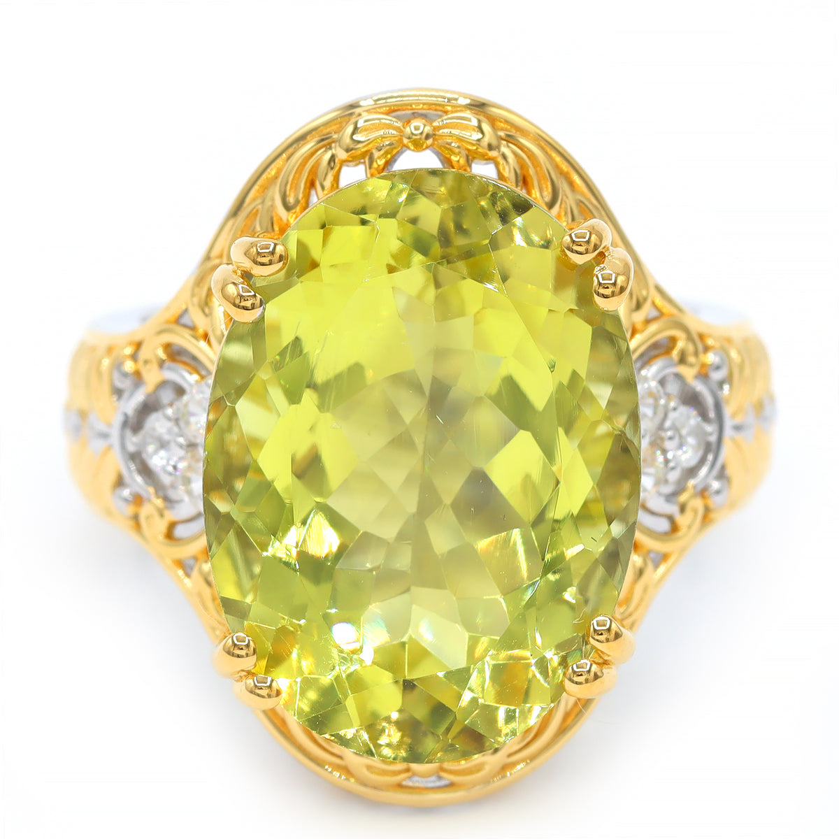 Gems en Vogue 24K Palladium Silver 16.00ctw Ouro Verde & White Zircon Ring