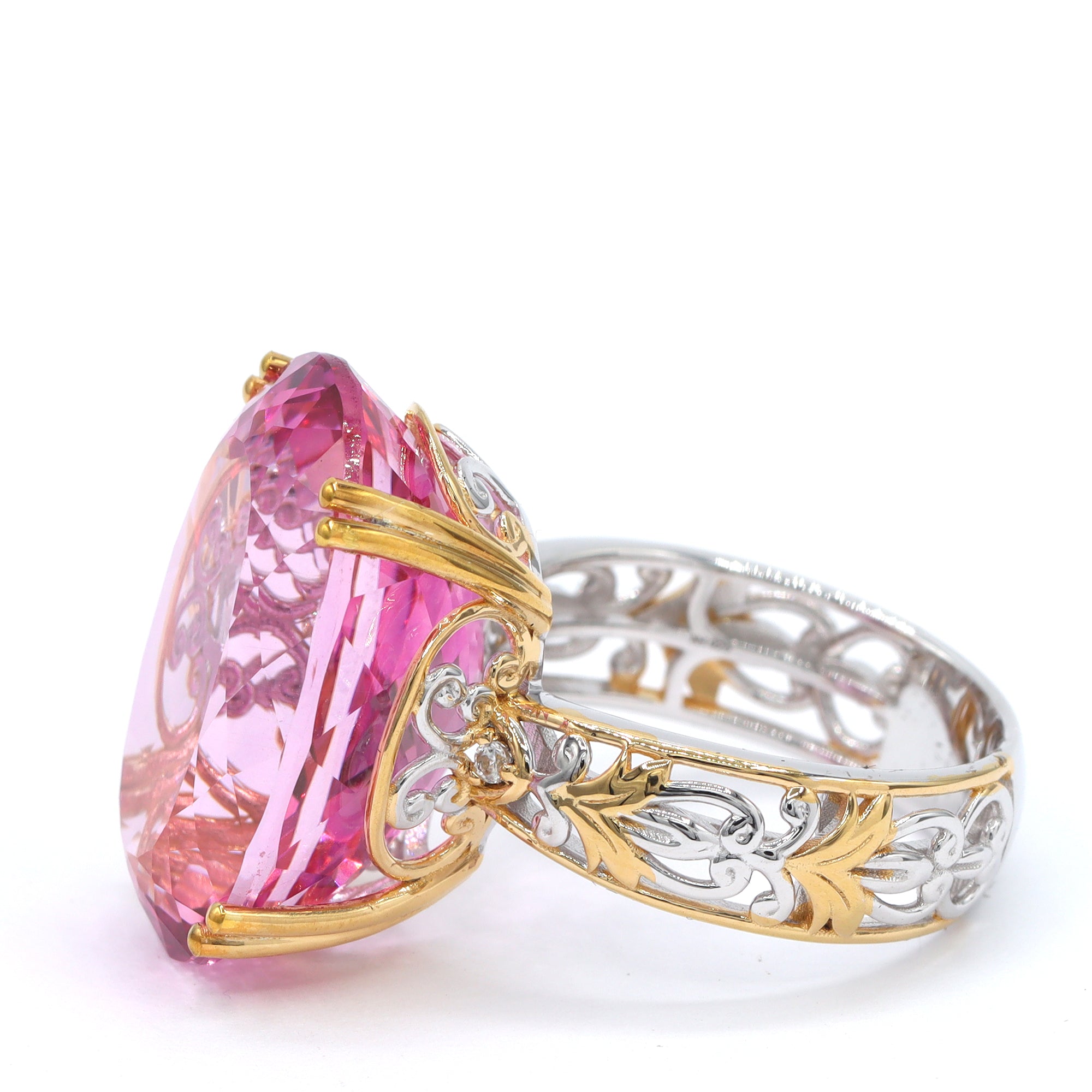 Gems en Vogue One-of-a-Kind 24K Palladium Silver 23.56ctw Pink Topaz & White Zircon Honker Ring