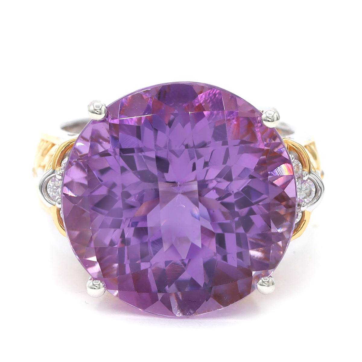 Gems en Vogue One-of-a-Kind 24K Palladium Silver 17.64ctw Brazilian Amethyst & White Zircon Ring