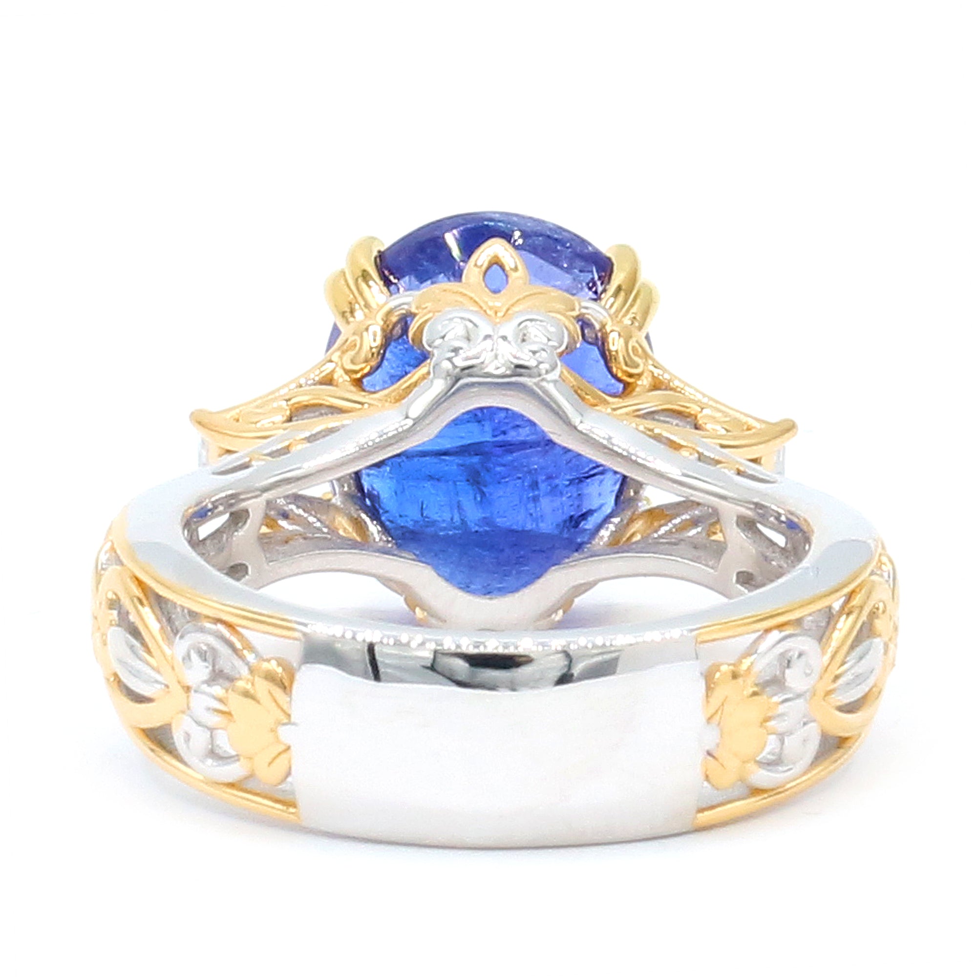 Bague auréole en tanzanite et zircon blanc 1,77 carat en argent palladié 24 carats Gems en Vogue