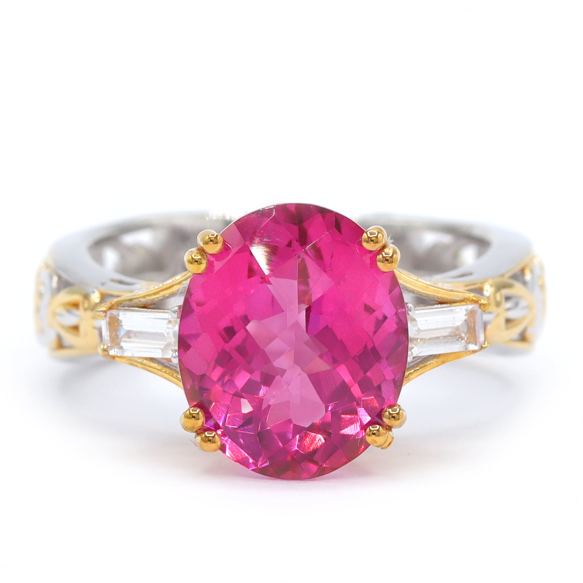 Gems en Vogue One-of-a-Kind 24K Palladium Silver 5.79ctw Pink Topaz & White Zircon Ring