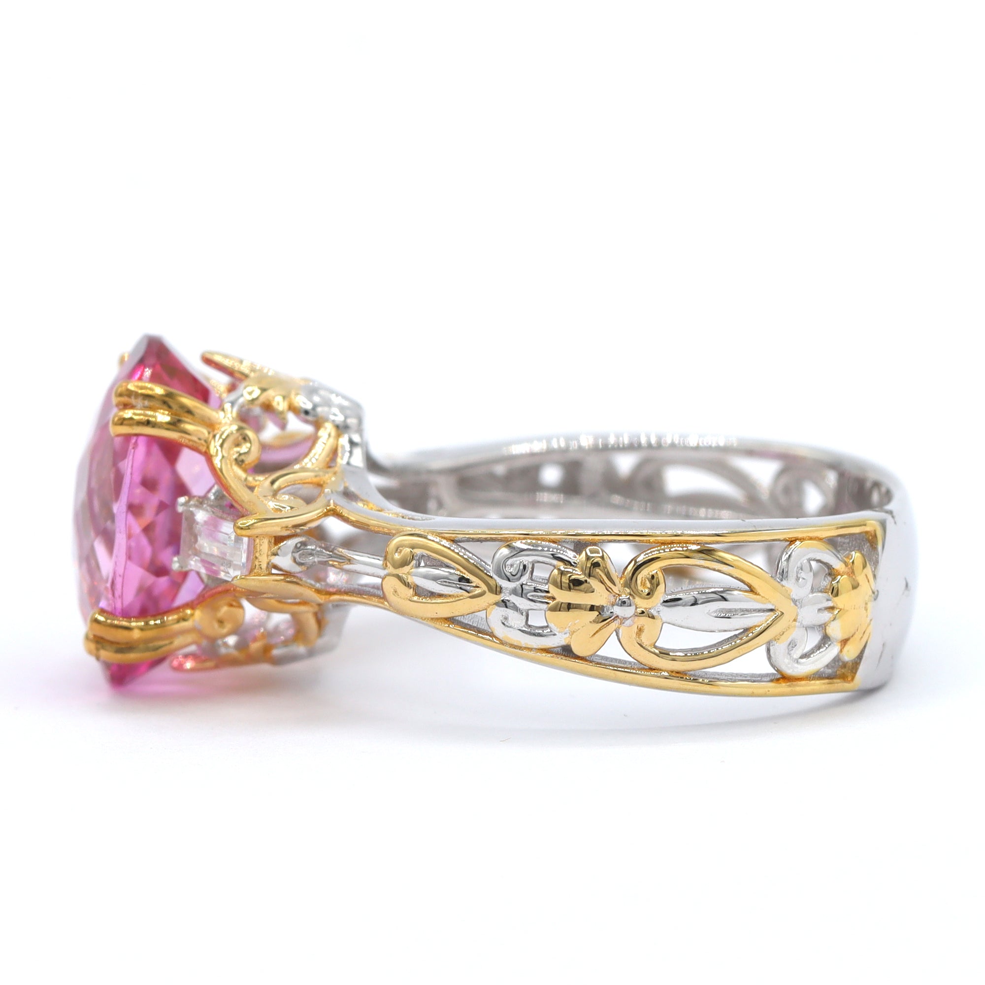 Gems en Vogue One-of-a-Kind 24K Palladium Silver 5.79ctw Pink Topaz & White Zircon Ring