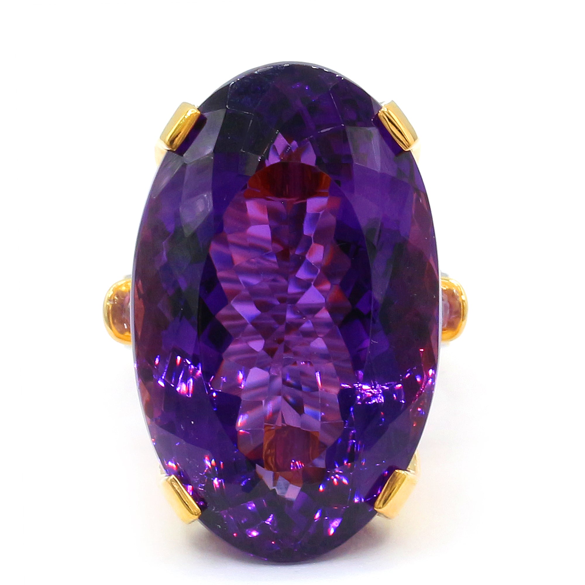 Couture Gems One-of-a-Kind 24K Palladium Silver 65.03ctw Tanzanian Amethyst & White Zircon Honker Ring