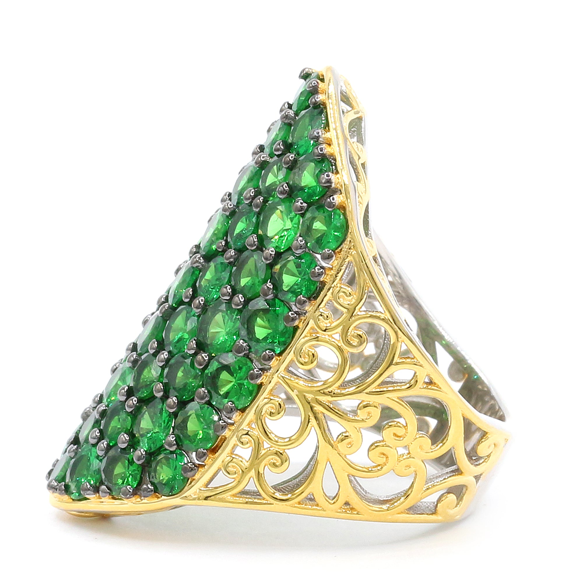Couture Gems One-of-a-Kind 24K Palladium Silver 12.10ctw Tsavorite Garnet Cluster Ring